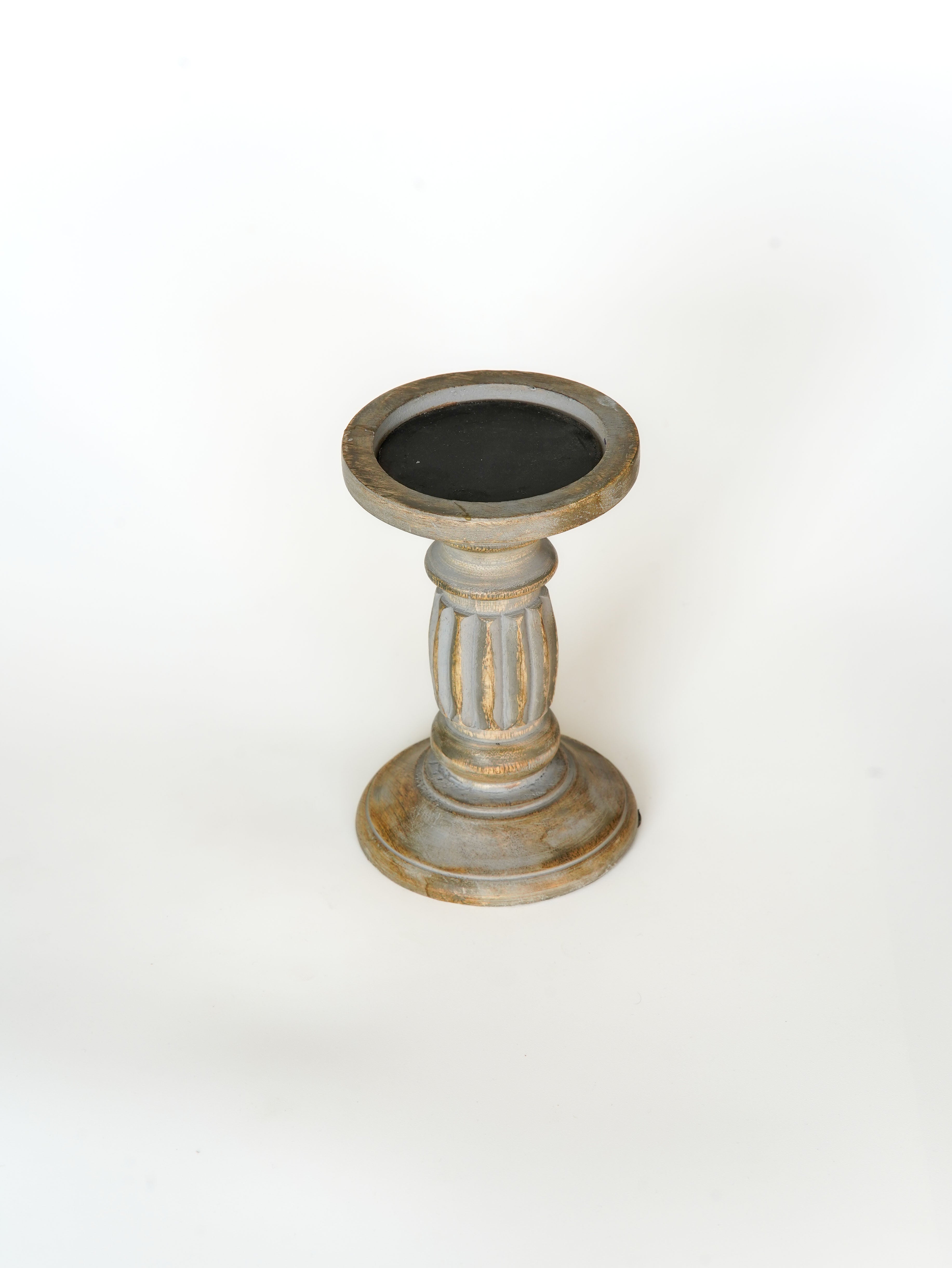 Ionic Pillar Candle Holder - Gray Wash