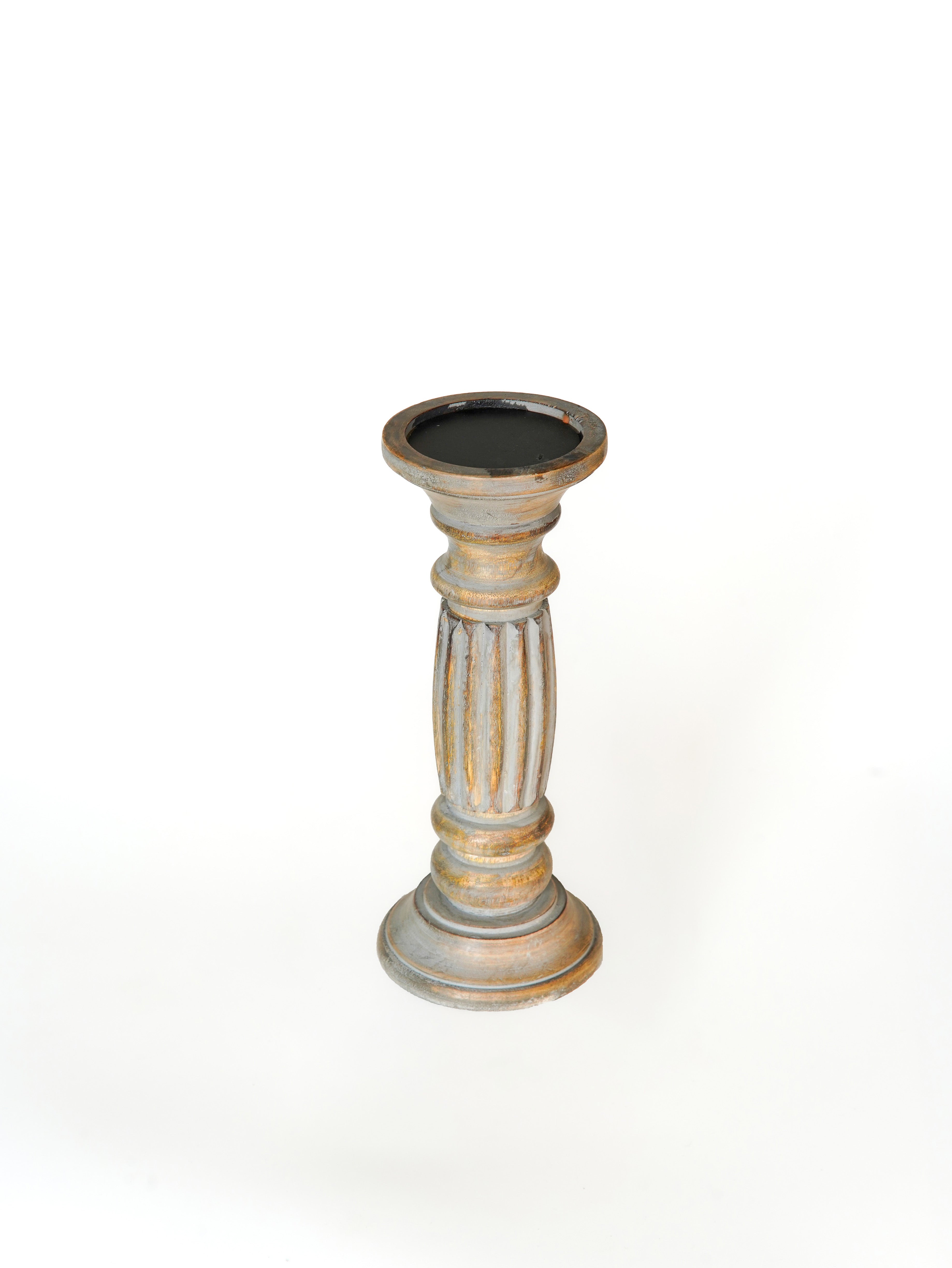 Ionic Pillar Candle Holder - Gray Wash