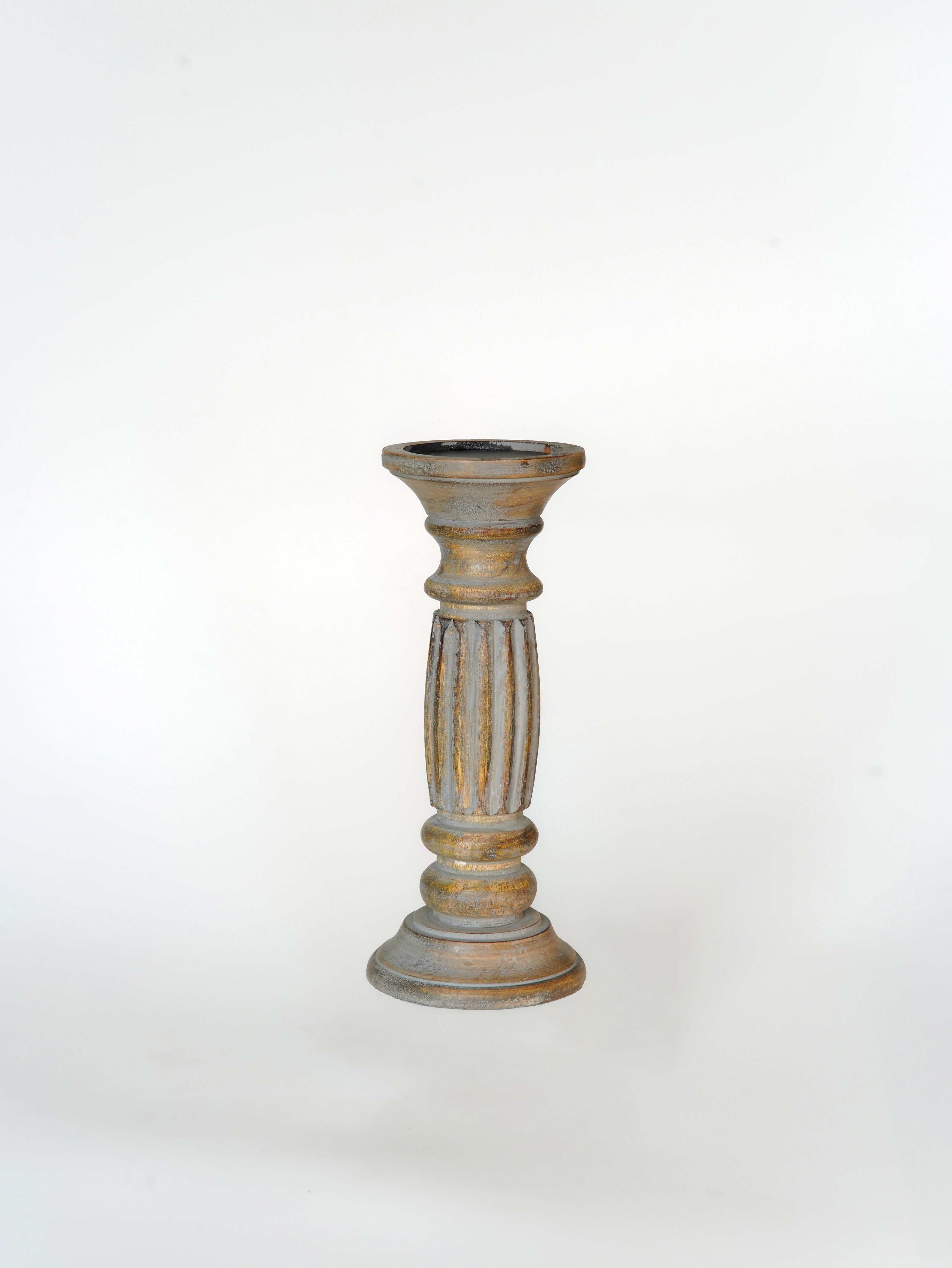 Ionic Pillar Candle Holder - Gray Wash