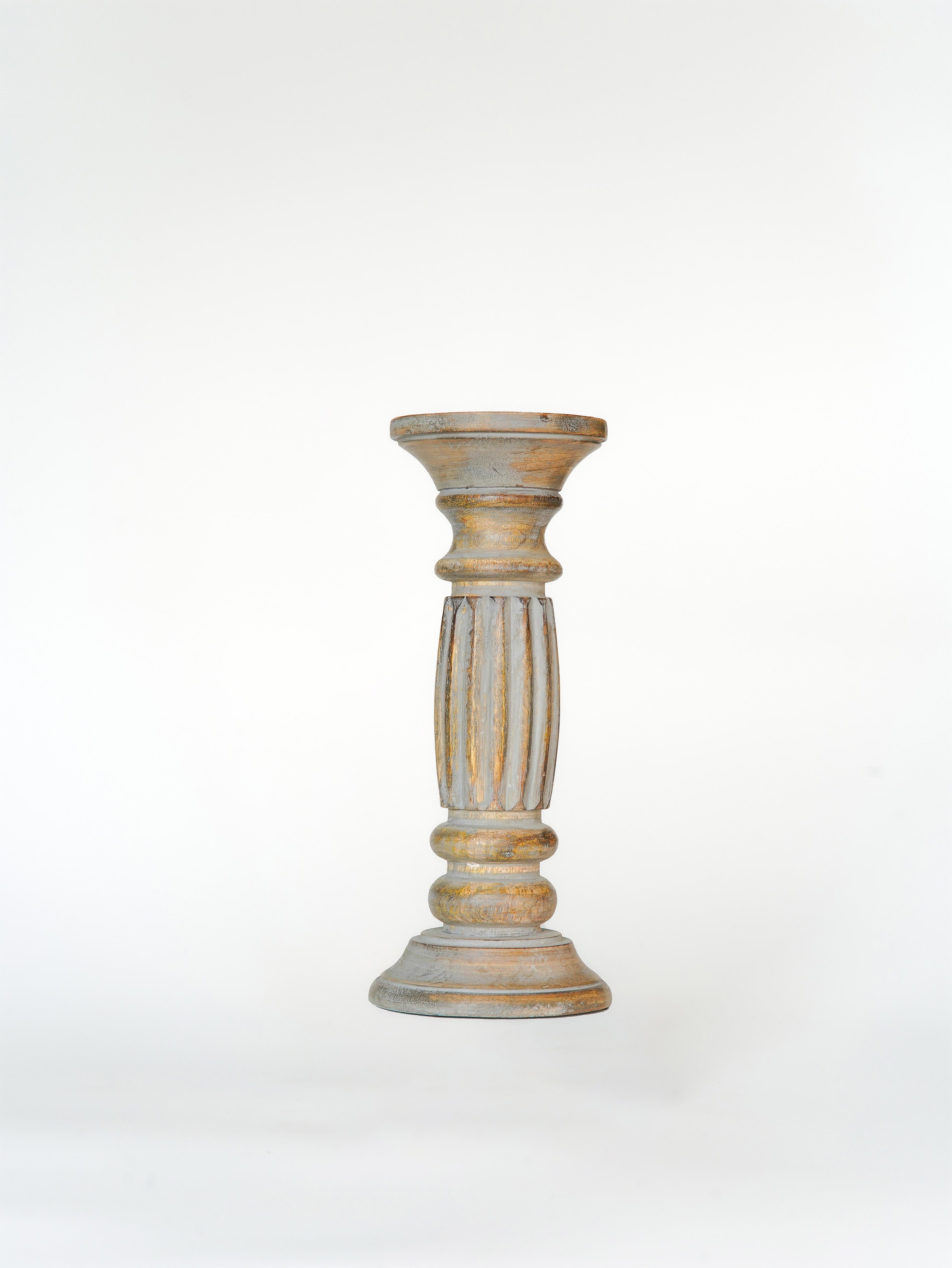 Ionic Pillar Candle Holder - Gray Wash