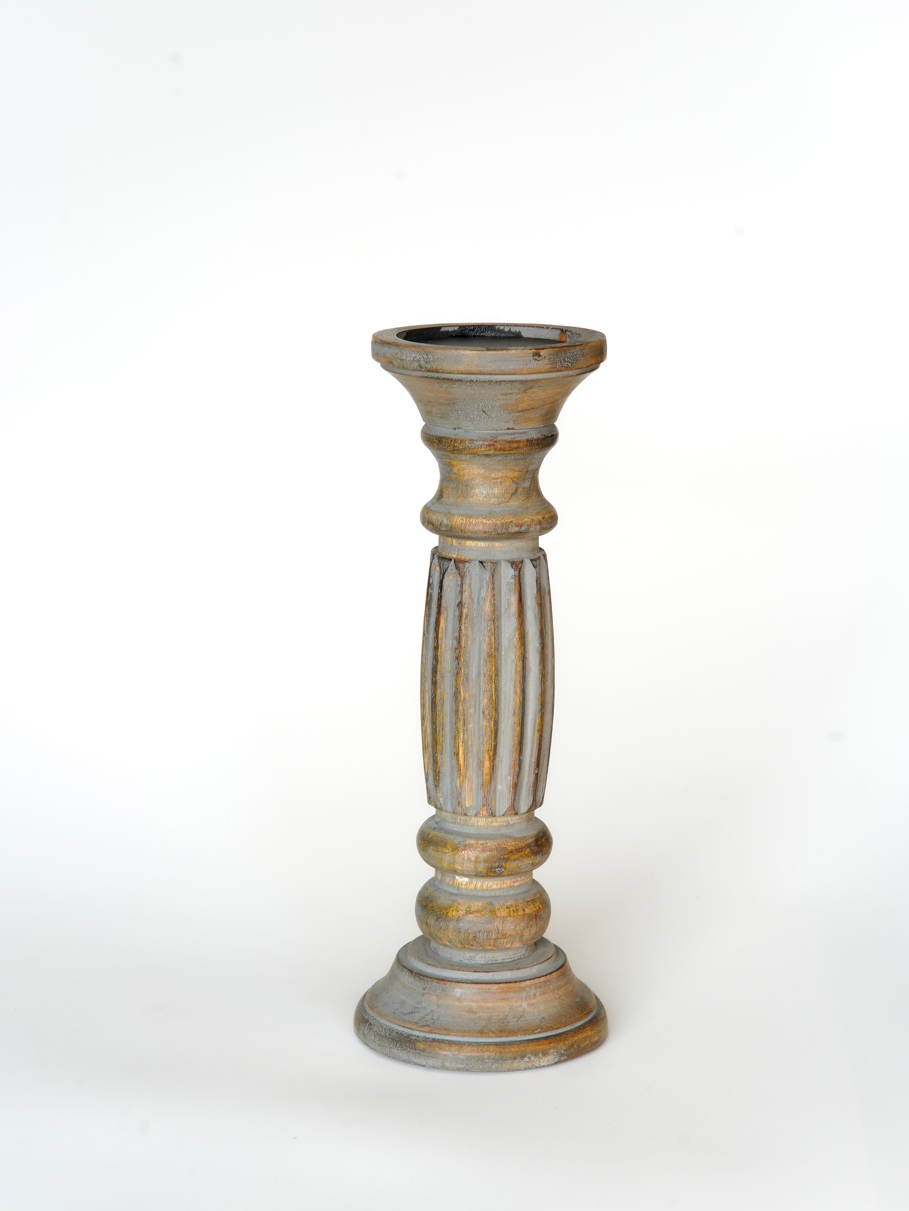 Ionic Pillar Candle Holder - Gray Wash