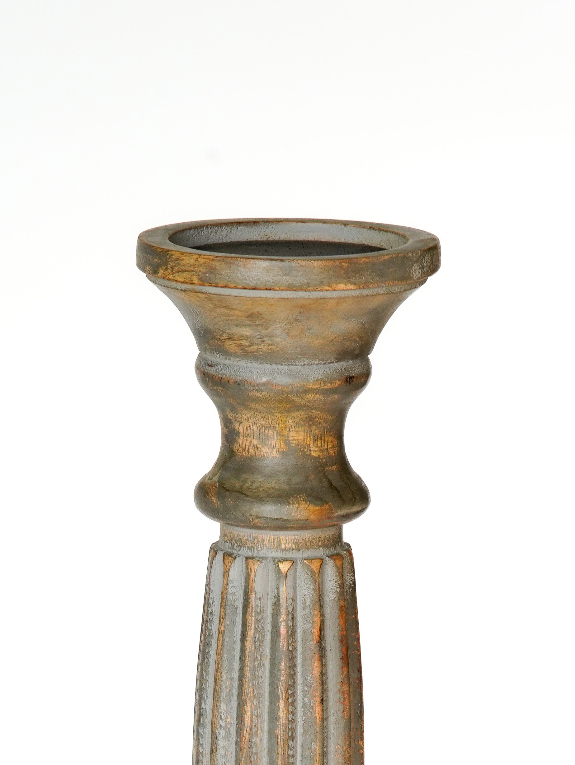 Ionic Pillar Candle Holder - Gray Wash