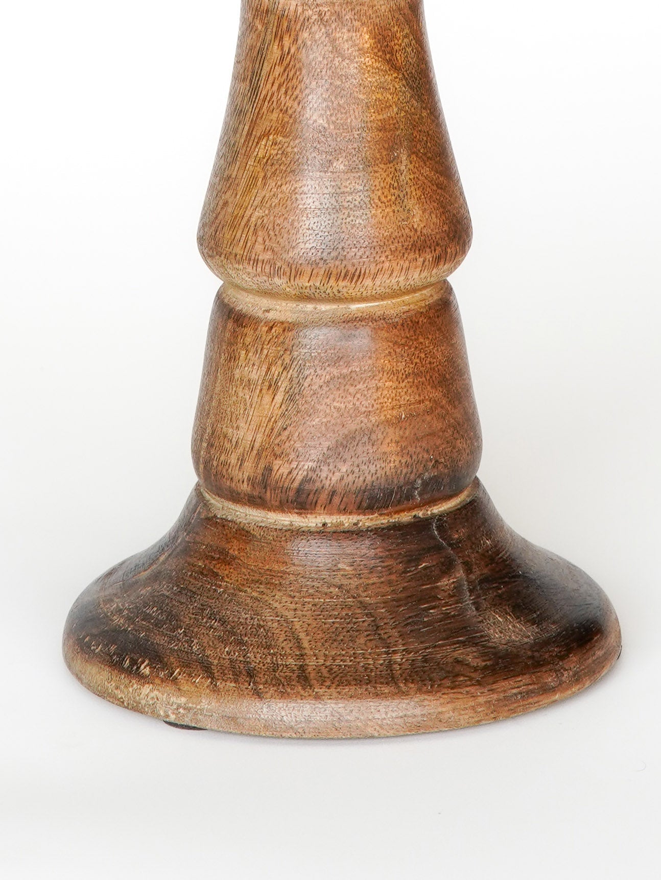 Turnwood Pillar Candle Holder - Medium Burnt