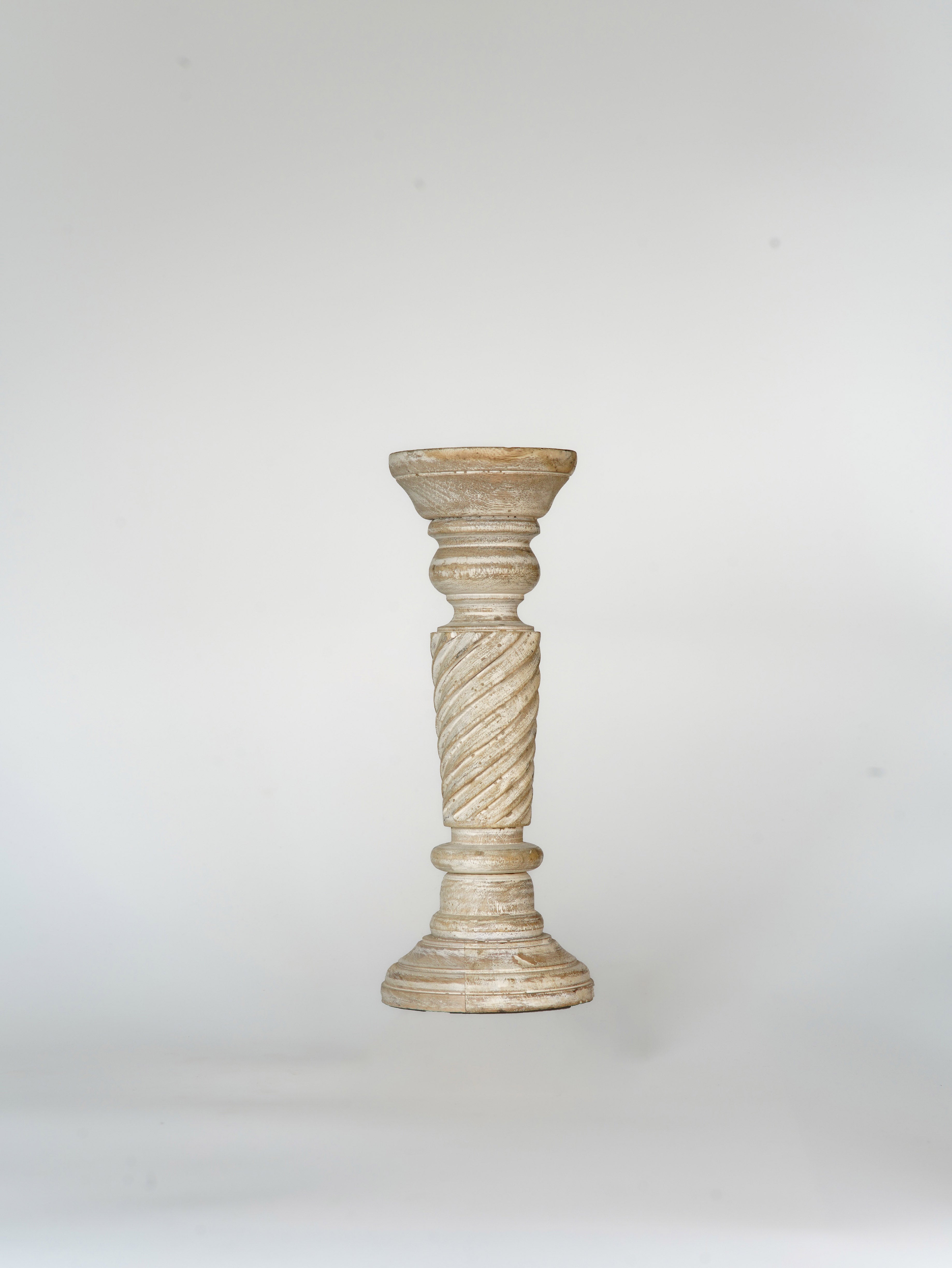 Helix Pillar Candle Holder - Antique White