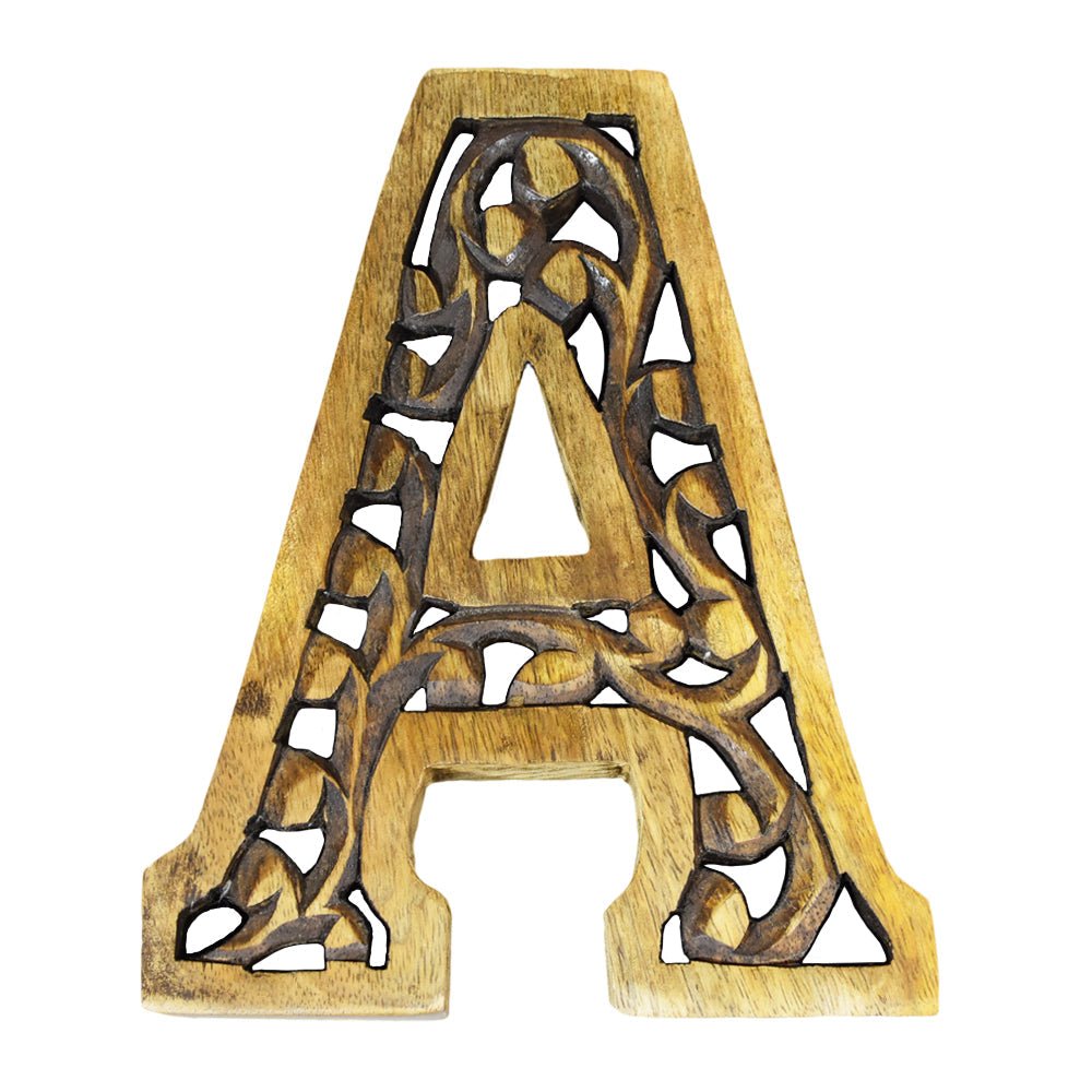 Heritage Carved Mango Wood Letter with Dark Highlights - BBH HOMES LLC