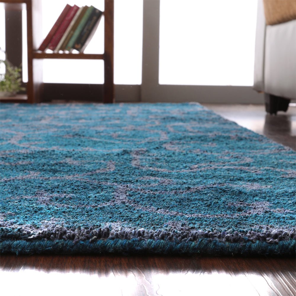 Ora Hand Knotted Silk Dark Blue Rug - BBH HOMES LLC