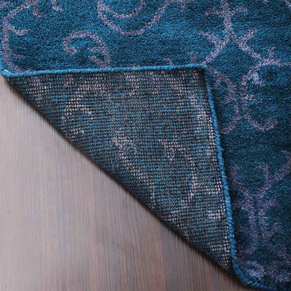 Ora Hand Knotted Silk Dark Blue Rug - BBH HOMES LLC