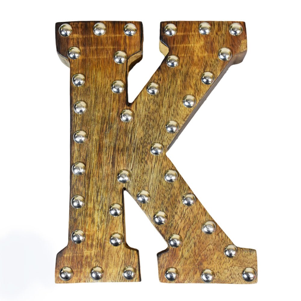Studded Glamour Mango Wood Letter Blocks - BBH HOMES LLC