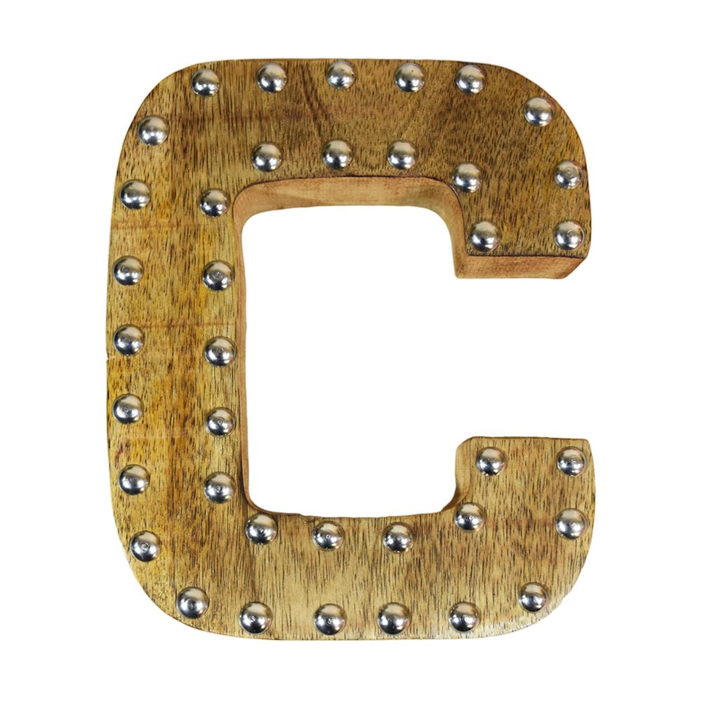 Studded Glamour Mango Wood Letter Blocks - BBH HOMES LLC