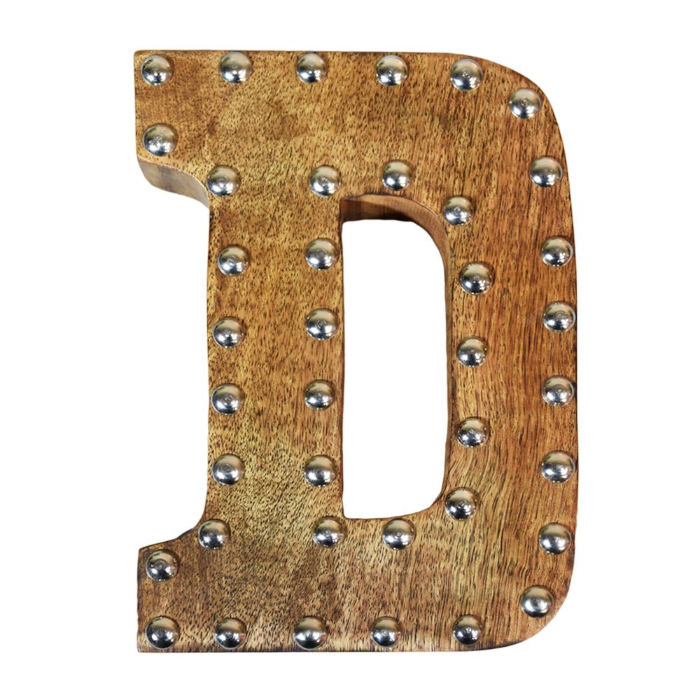 Studded Glamour Mango Wood Letter Blocks - BBH HOMES LLC