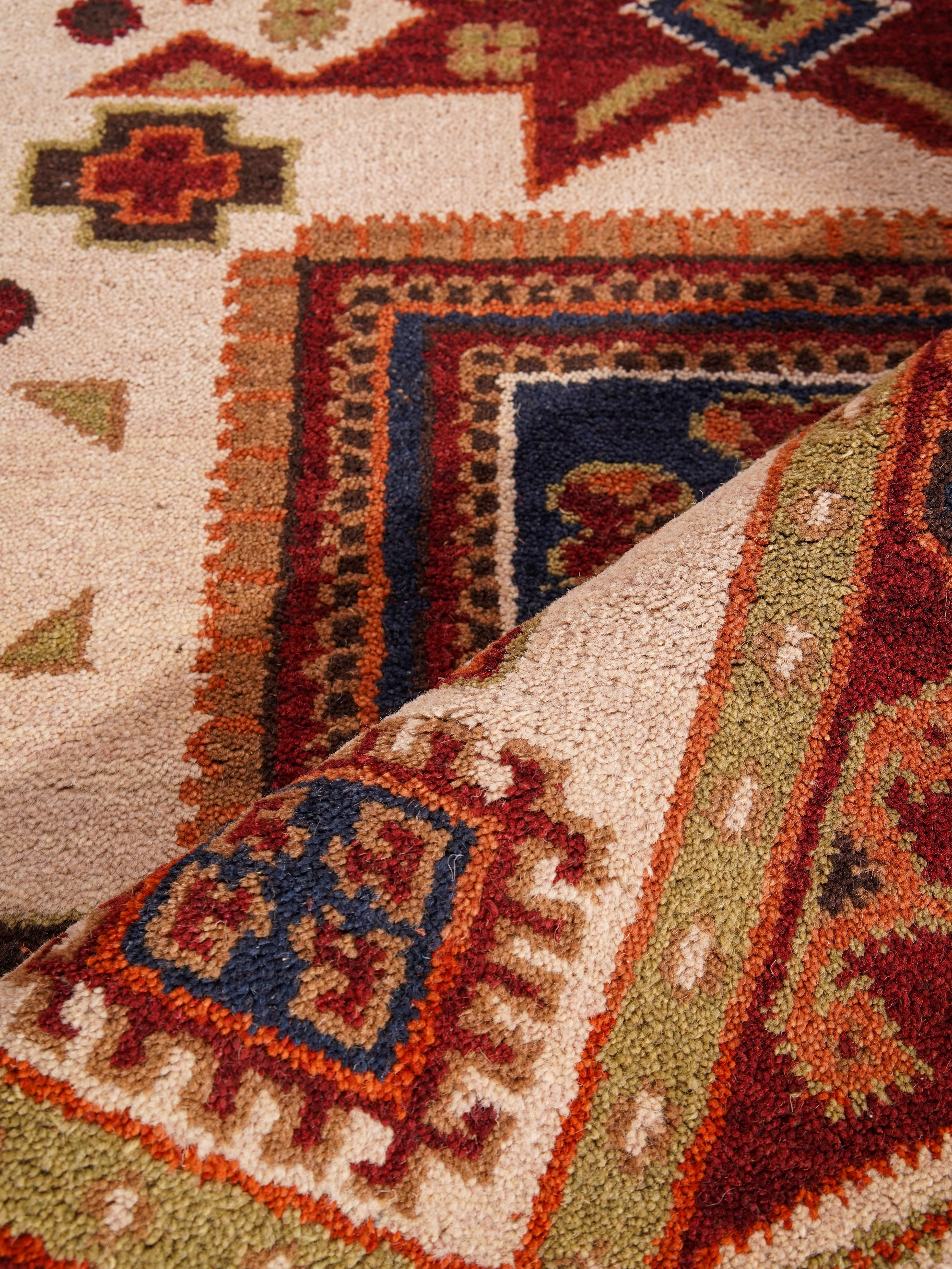 Rudrakshi Hand Knotted Afghan Kazak Rug