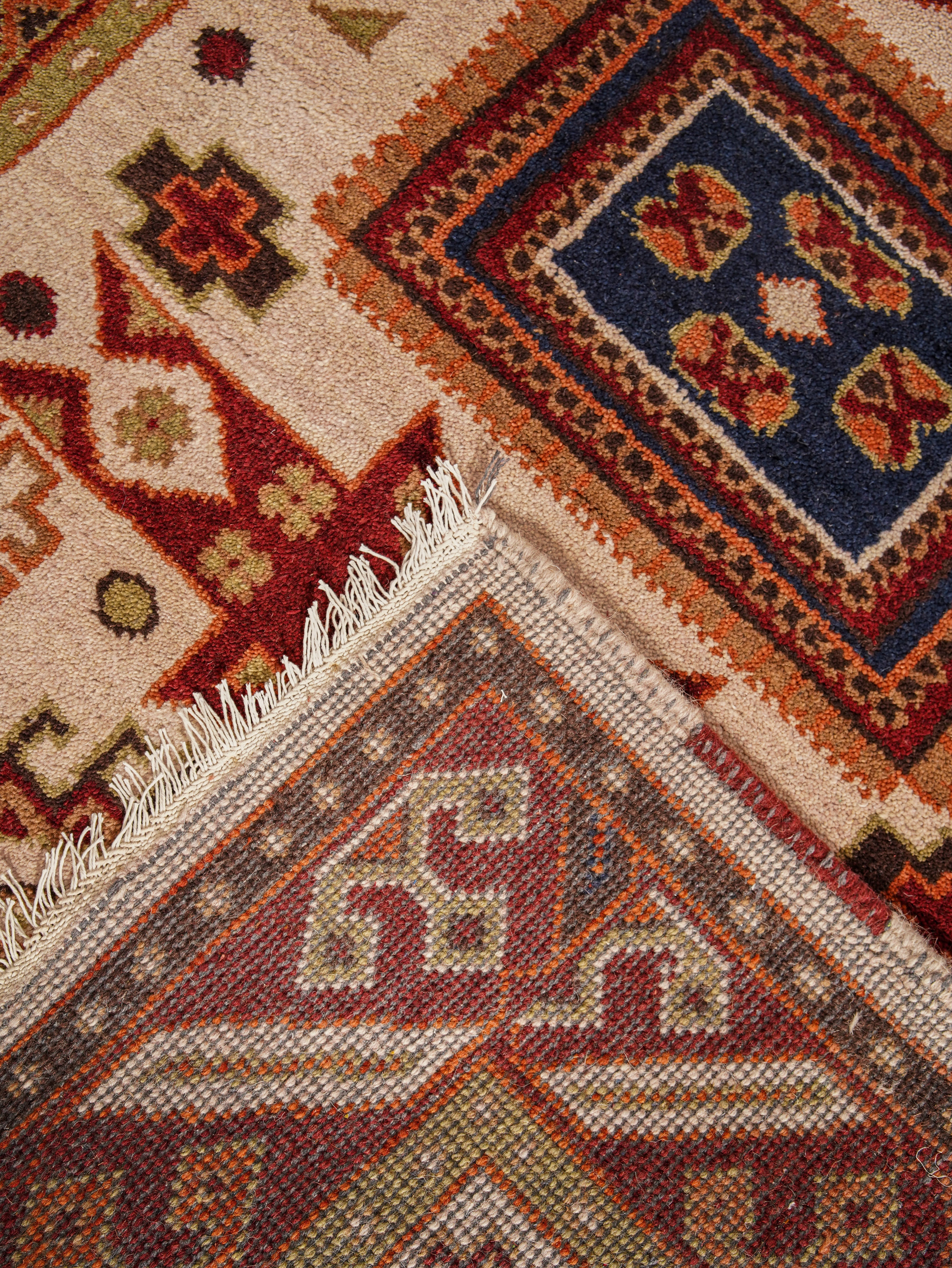 Rudrakshi Hand Knotted Afghan Kazak Rug