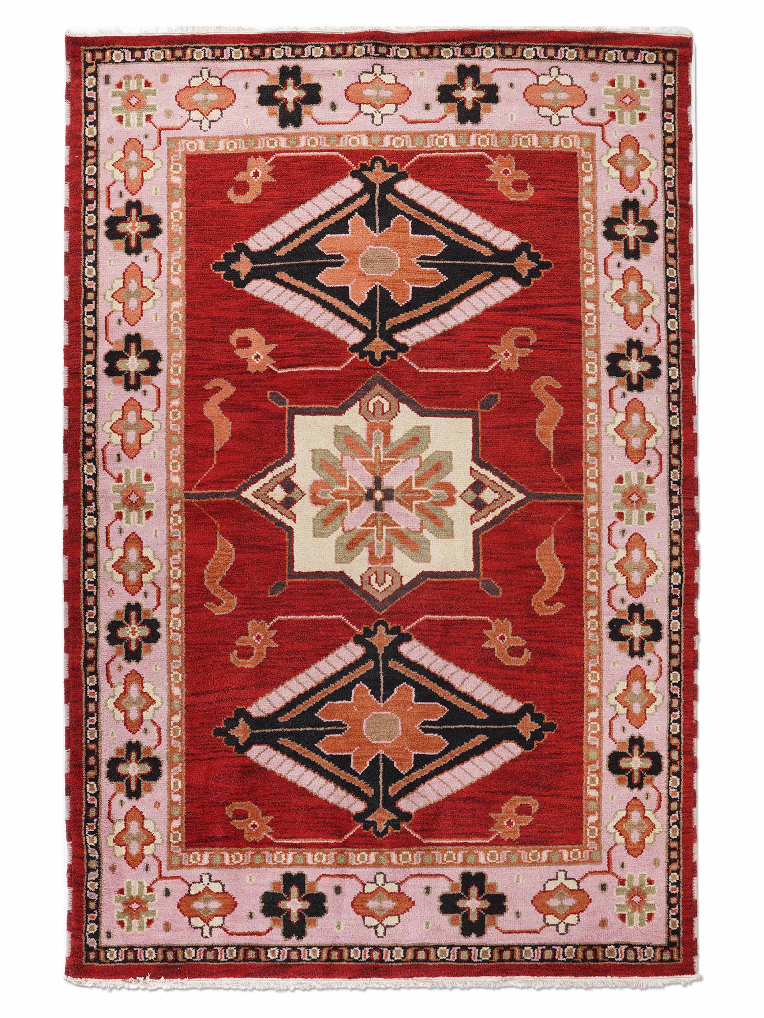 Pankaja Hand Knotted Afghan Wool & Silk Kazak Rug