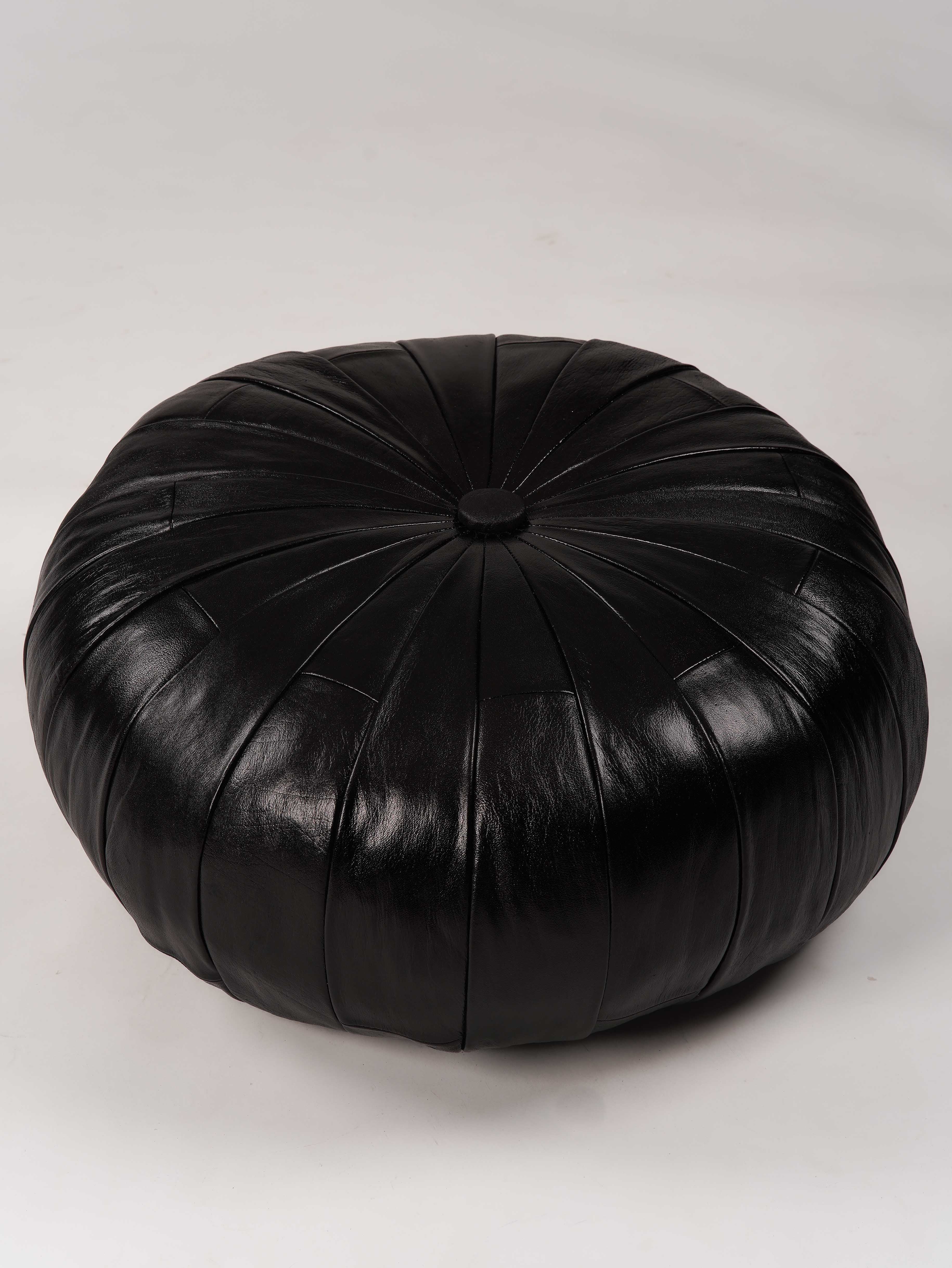 Noir Elegance Leather Pouf