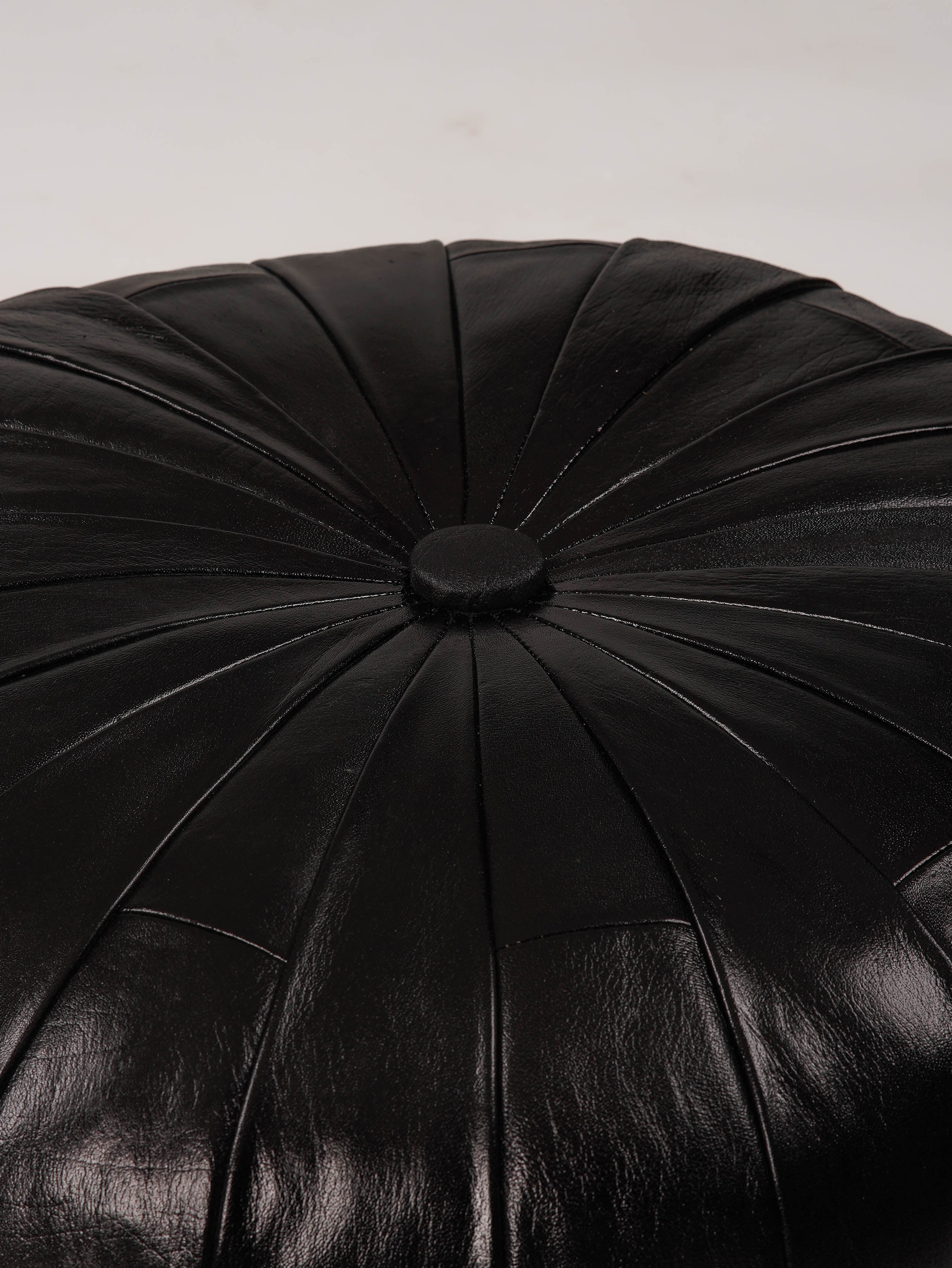 Noir Elegance Leather Pouf