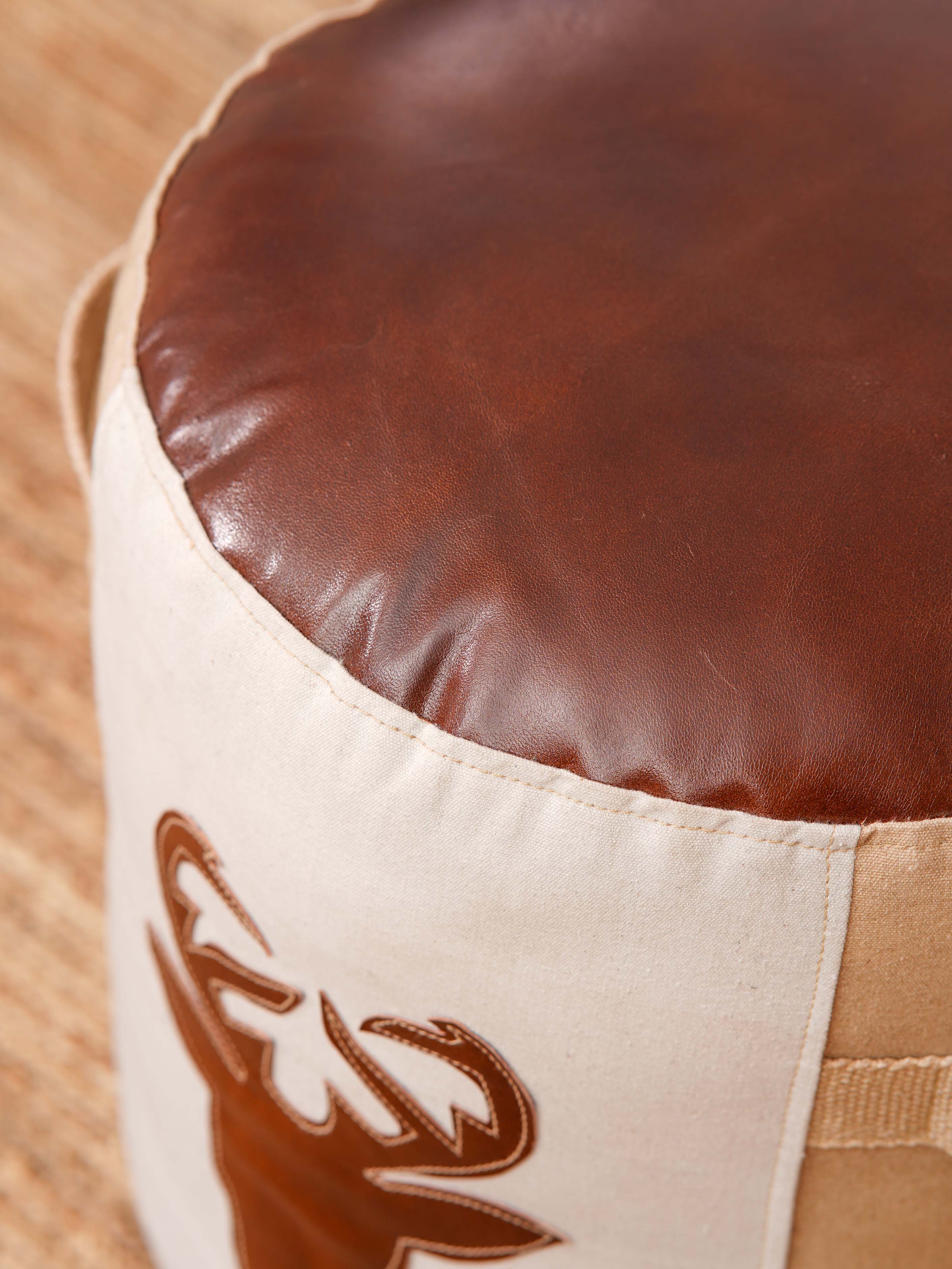 Stag Haven Leather Pouf