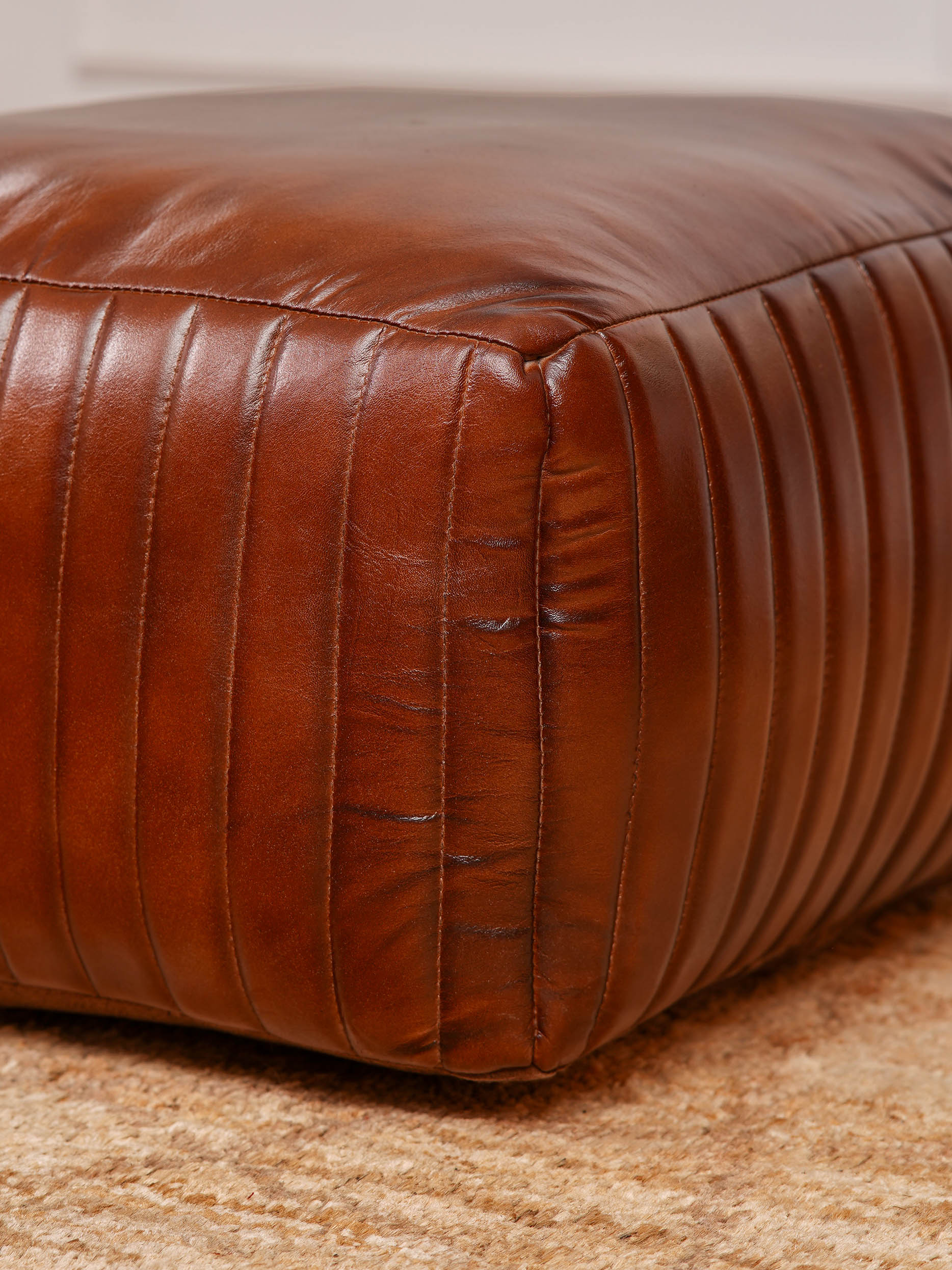 Strata Leather Pouf