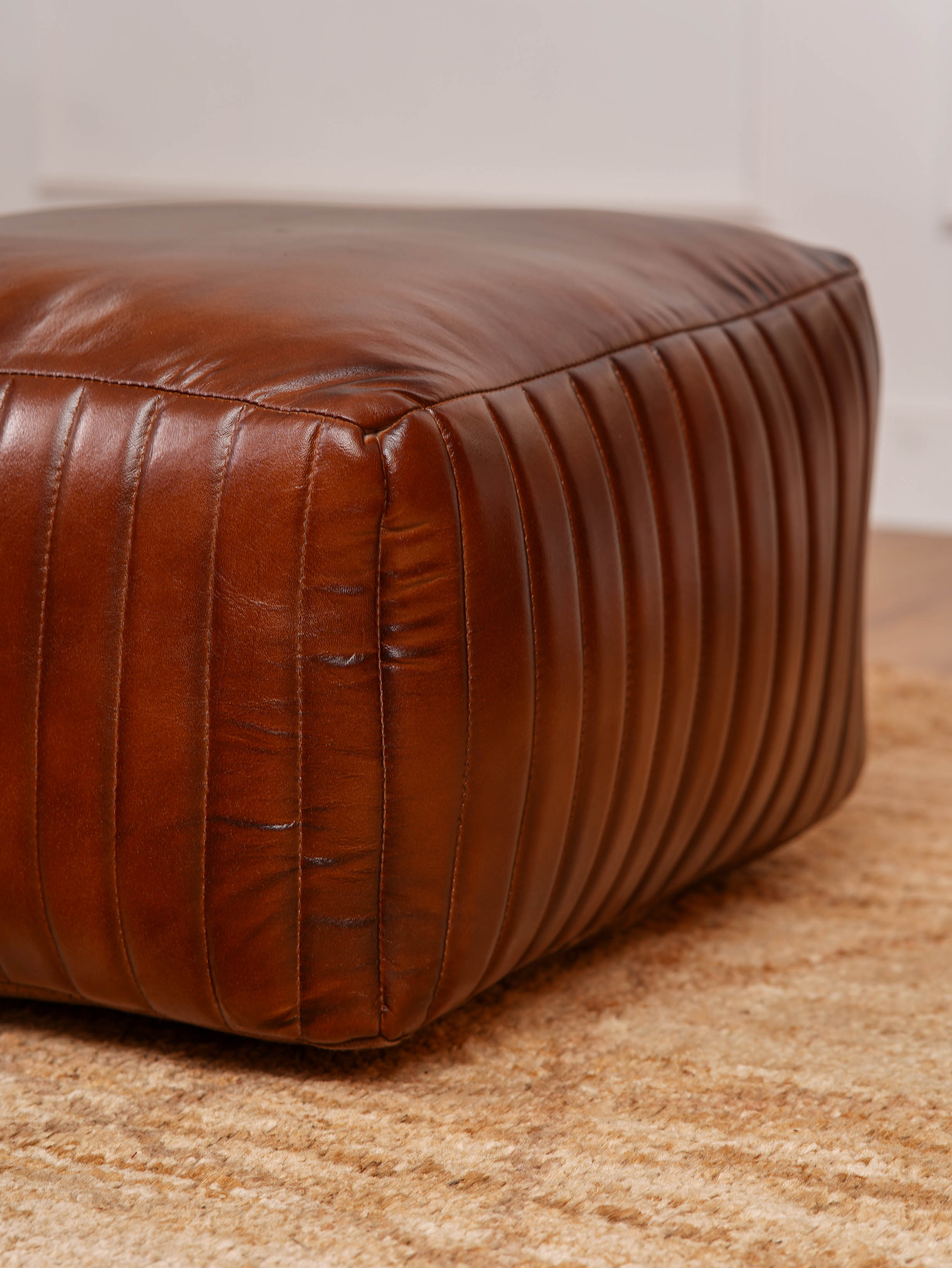 Strata Leather Pouf