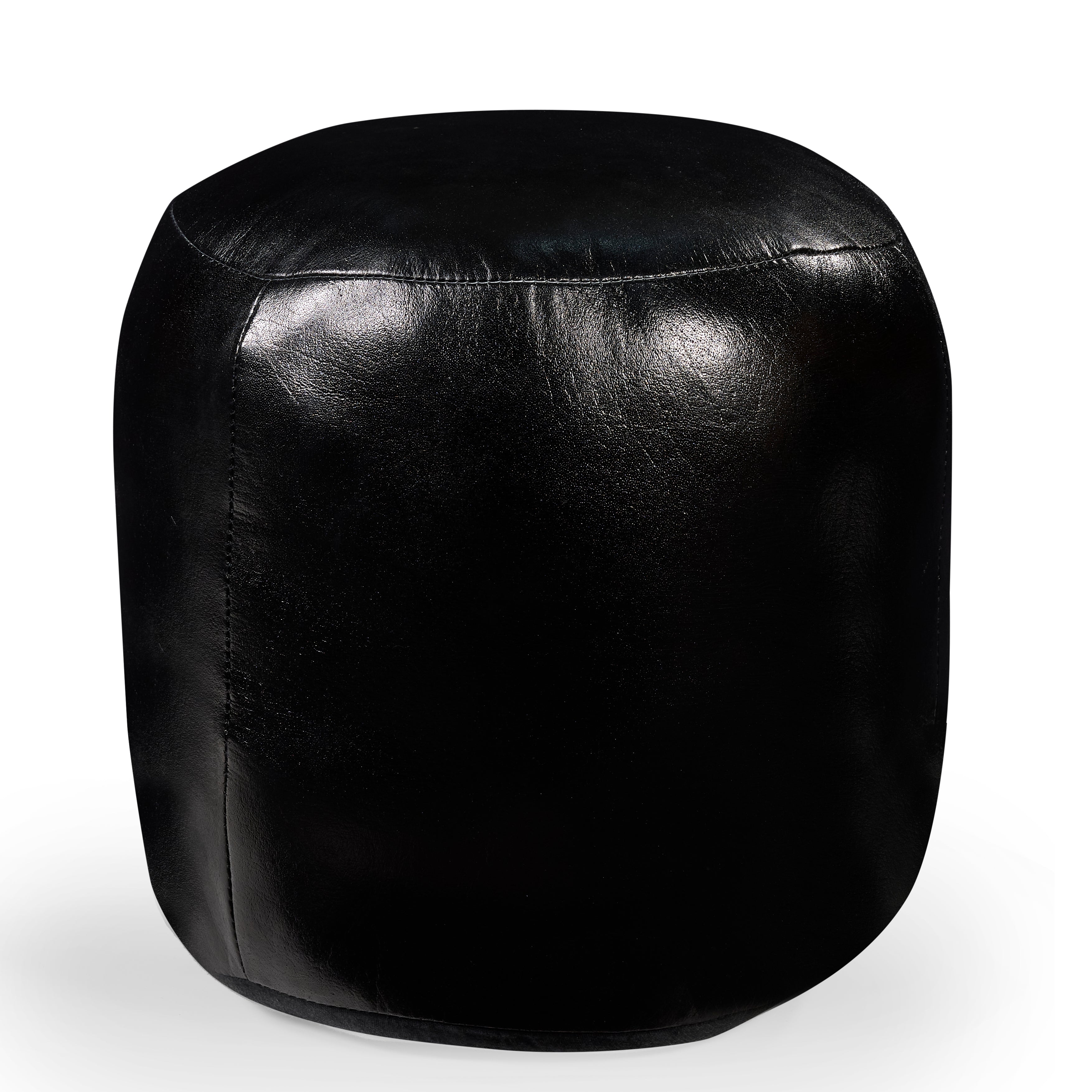 Buffalo Leather Pouf Handmade  – Multiple Sizes & Colors | Round or Square | Filled