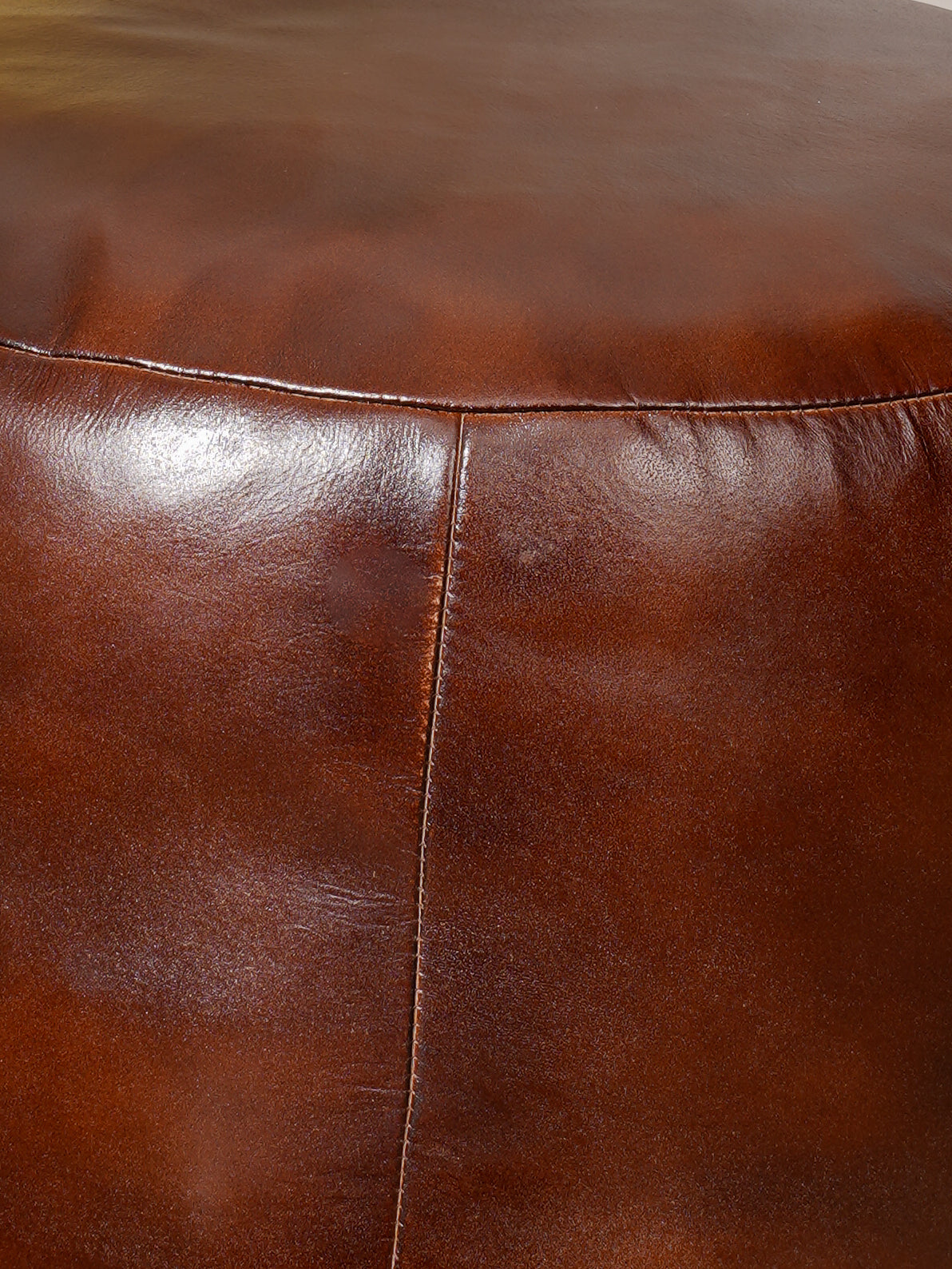 Handmade Buffalo Leather Pouf – Multiple Sizes & Colors | Round or Square | Filled
