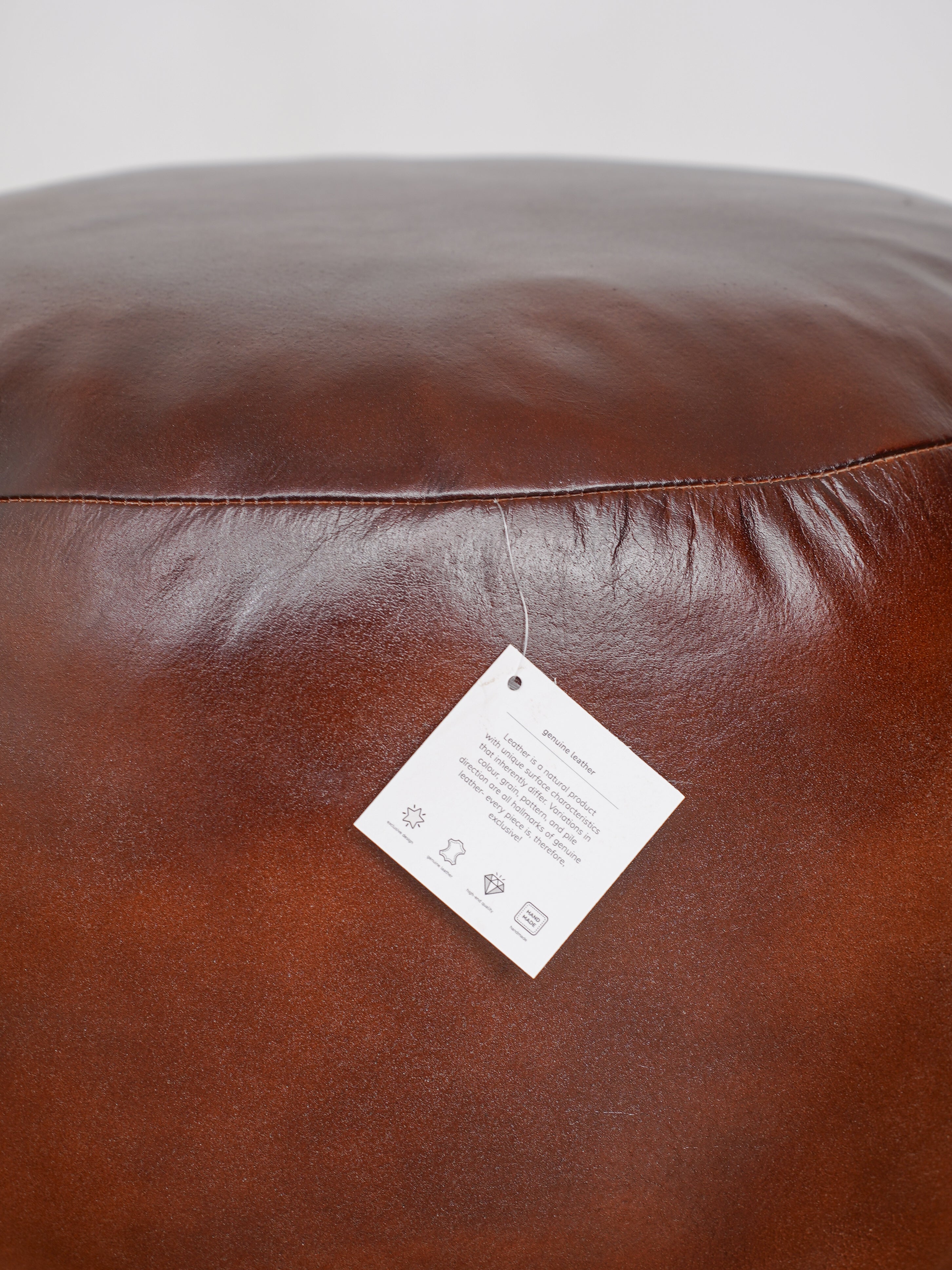 Handmade Buffalo Leather Pouf – Multiple Sizes & Colors | Round or Square | Filled