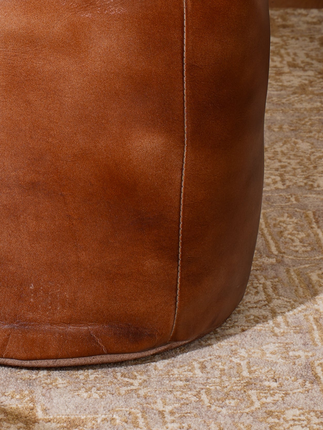 Handmade Buffalo Leather Pouf – Multiple Sizes & Colors | Round or Square | Filled