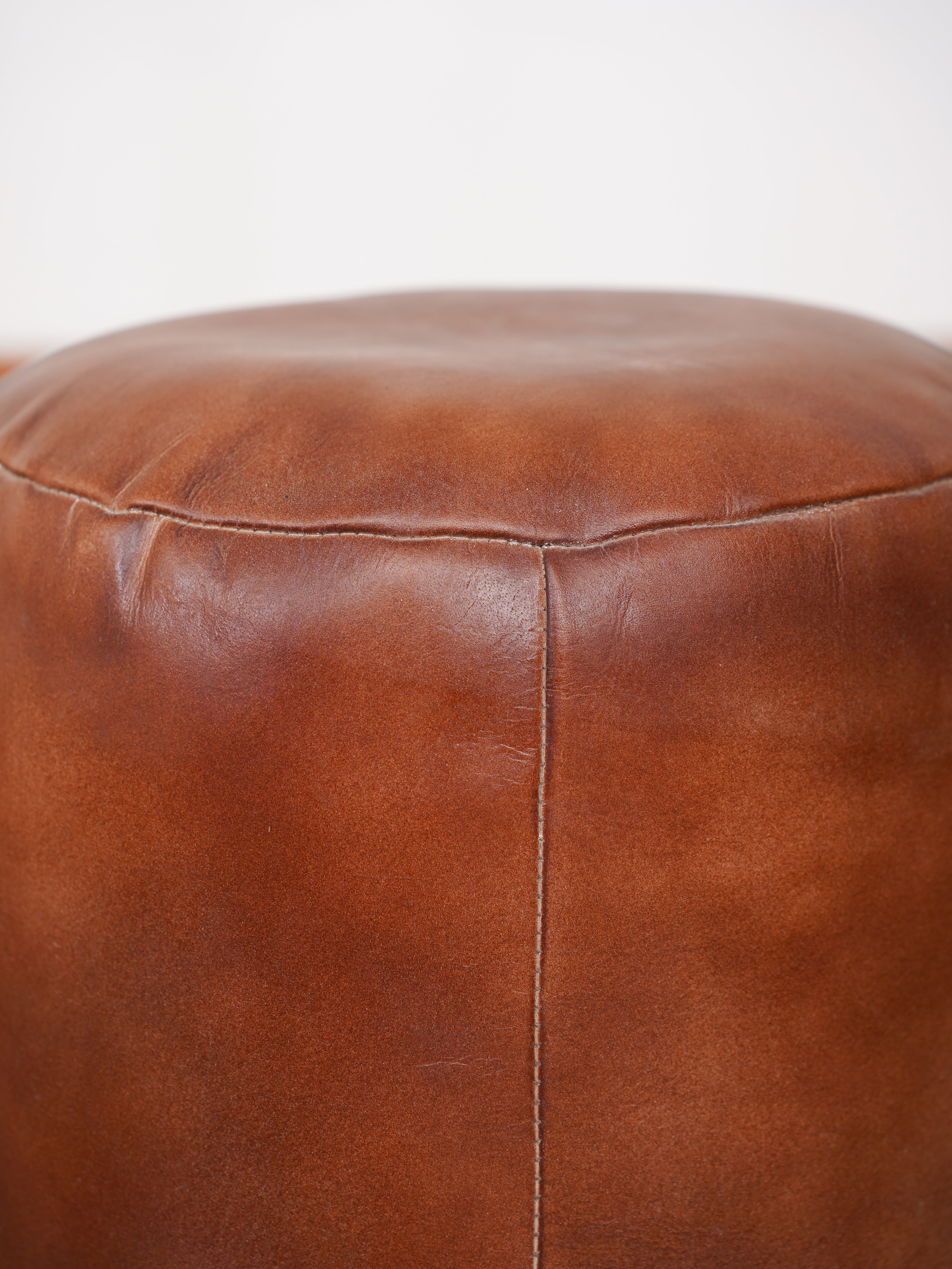 Handmade Buffalo Leather Pouf – Multiple Sizes & Colors | Round or Square | Filled