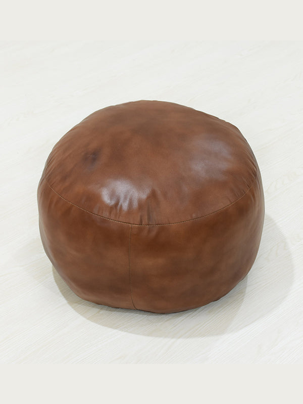 Handmade Buffalo Leather Pouf – Multiple Sizes & Colors | Round or Square | Filled