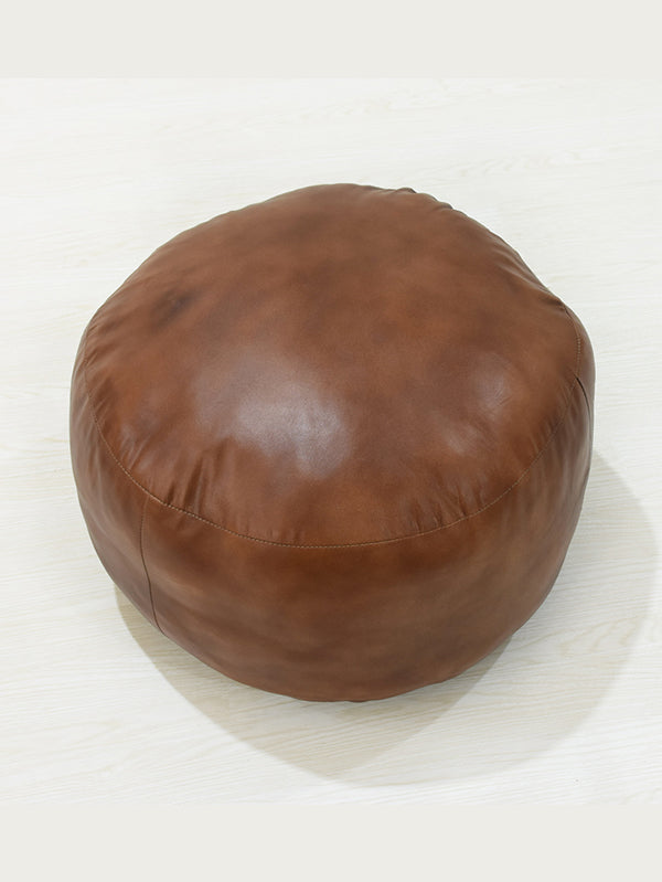 Handmade Buffalo Leather Pouf – Multiple Sizes & Colors | Round or Square | Filled