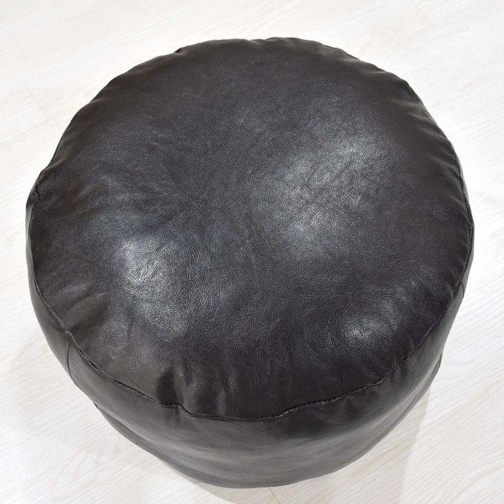 Handmade Buffalo Leather Pouf – Multiple Sizes & Colors | Round or Square | Filled
