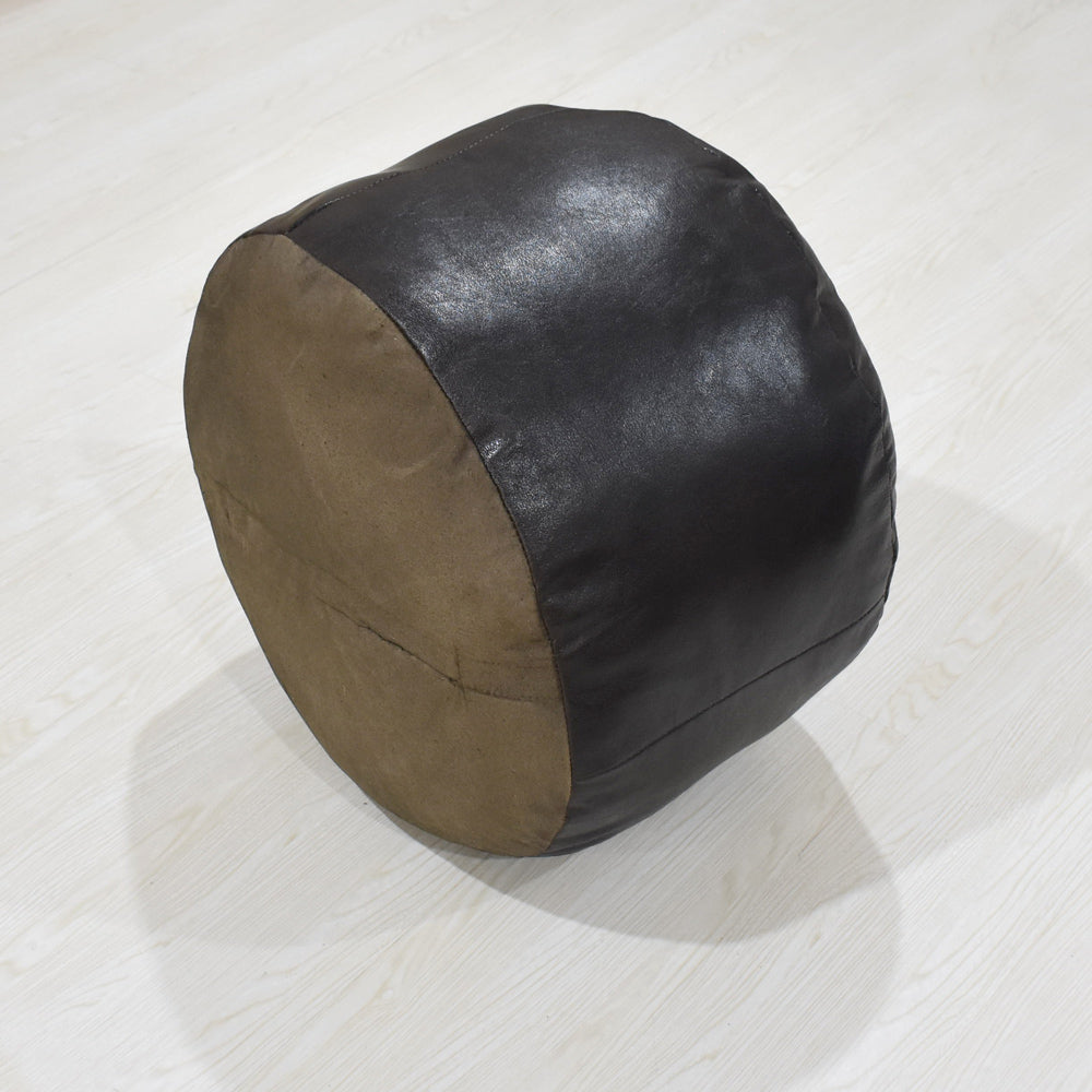 Handmade Buffalo Leather Pouf – Multiple Sizes & Colors | Round or Square | Filled