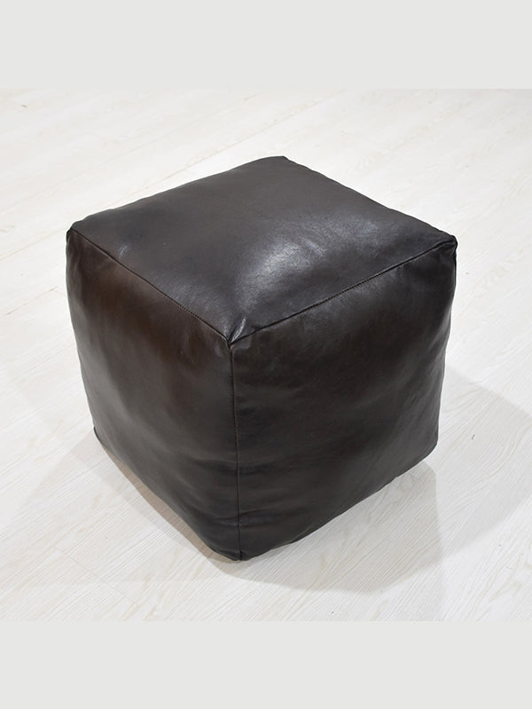 Handmade Buffalo Leather Pouf – Multiple Sizes & Colors | Round or Square | Filled
