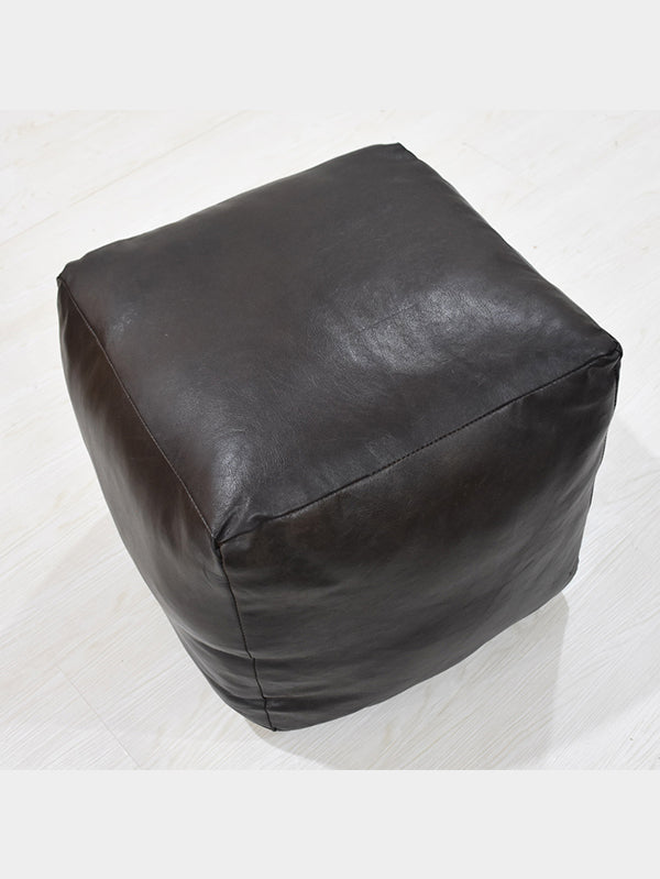 Handmade Buffalo Leather Pouf – Multiple Sizes & Colors | Round or Square | Filled