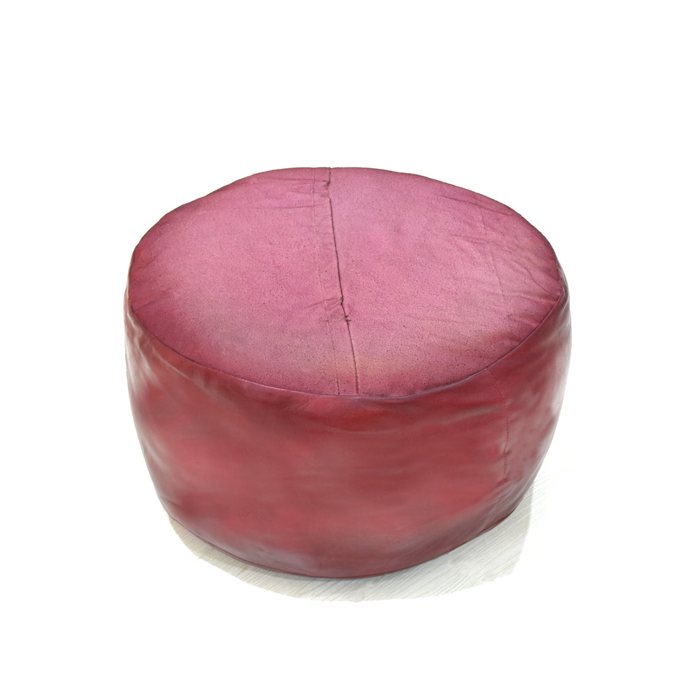 Handmade Buffalo Leather Pouf – Multiple Sizes & Colors | Round or Square | Filled