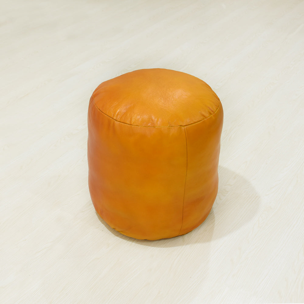 Handmade Buffalo Leather Pouf – Multiple Sizes & Colors | Round or Square | Filled