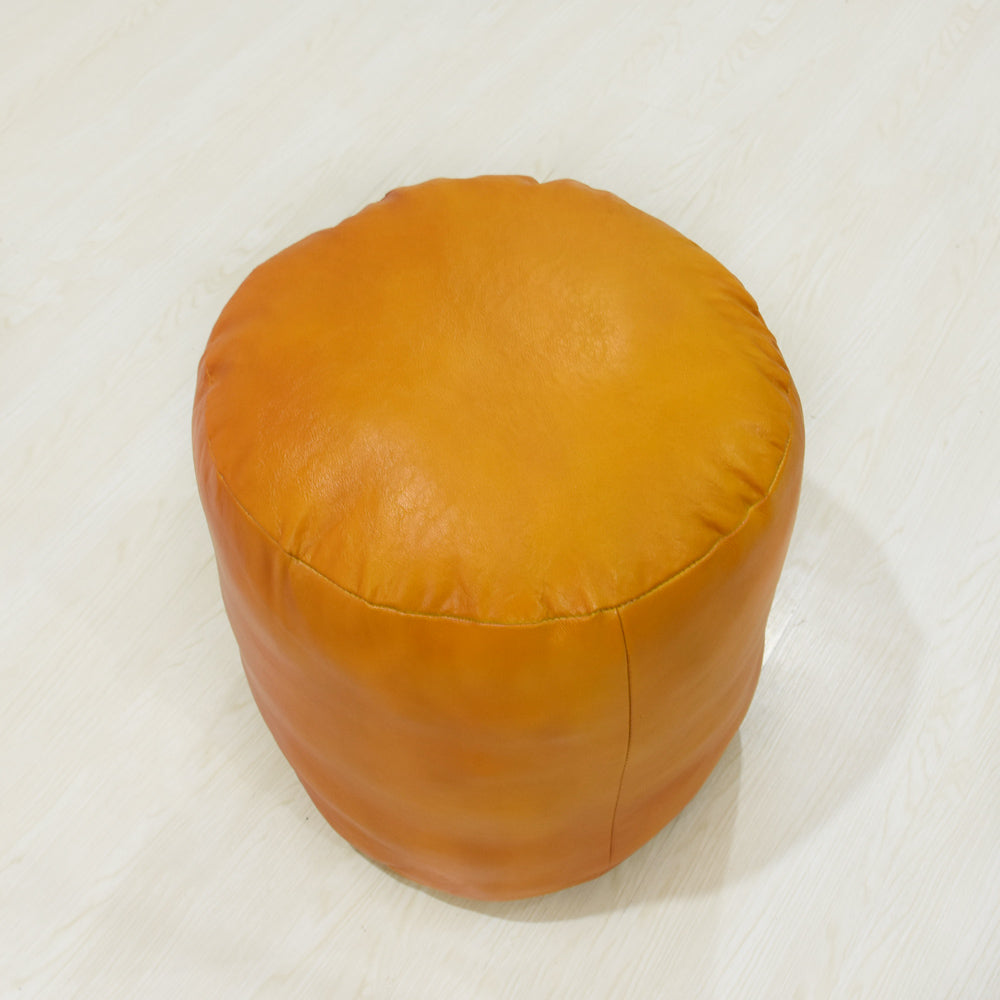 Handmade Buffalo Leather Pouf – Multiple Sizes & Colors | Round or Square | Filled