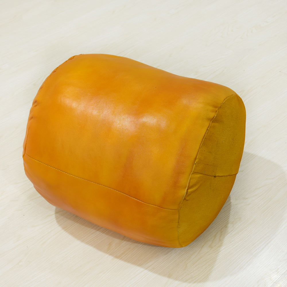 Handmade Buffalo Leather Pouf – Multiple Sizes & Colors | Round or Square | Filled
