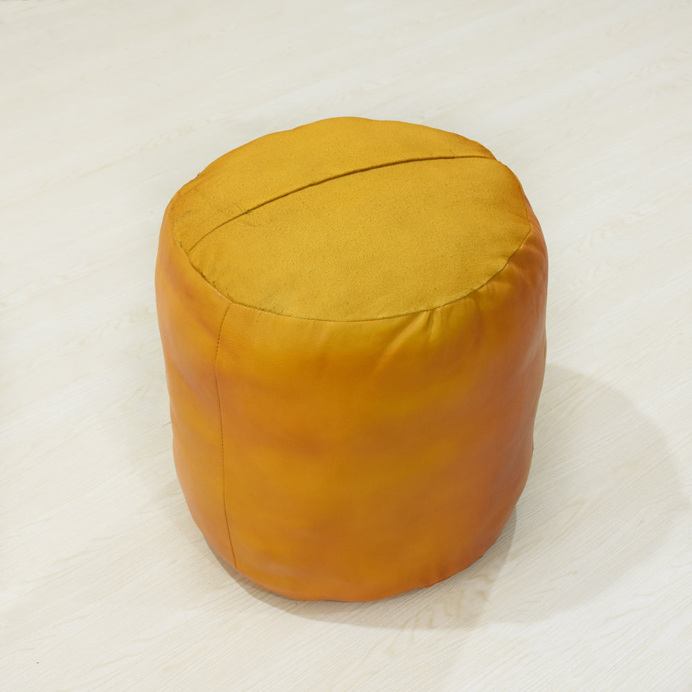 Handmade Buffalo Leather Pouf – Multiple Sizes & Colors | Round or Square | Filled