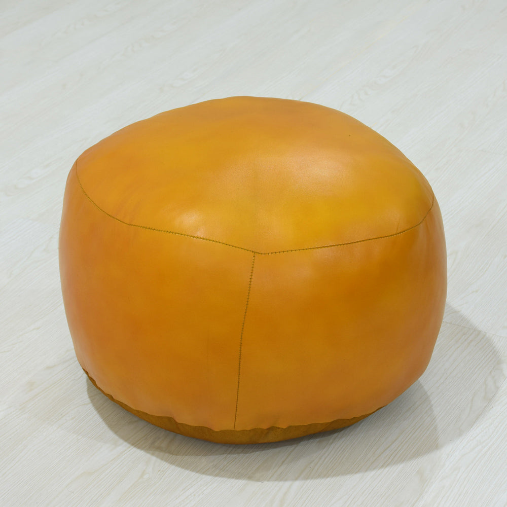 Handmade Buffalo Leather Pouf – Multiple Sizes & Colors | Round or Square | Filled