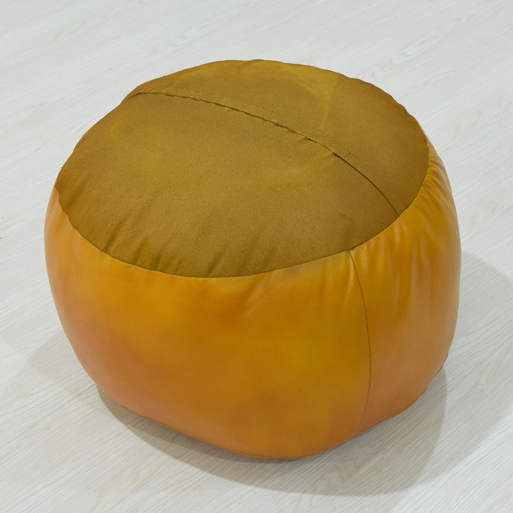 Handmade Buffalo Leather Pouf – Multiple Sizes & Colors | Round or Square | Filled