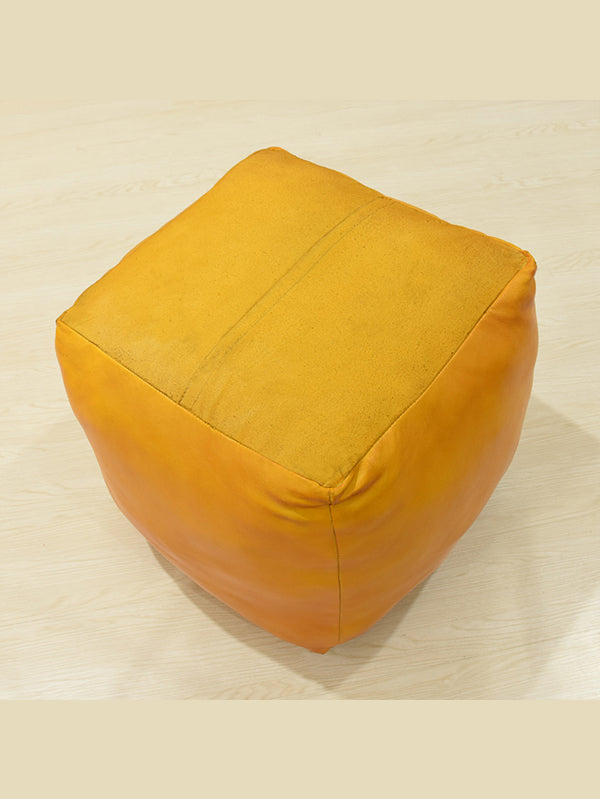 Handmade Buffalo Leather Pouf – Multiple Sizes & Colors | Round or Square | Filled