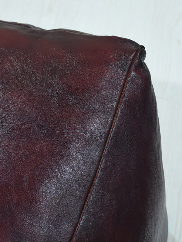 Midnight Cube Leather Pouf