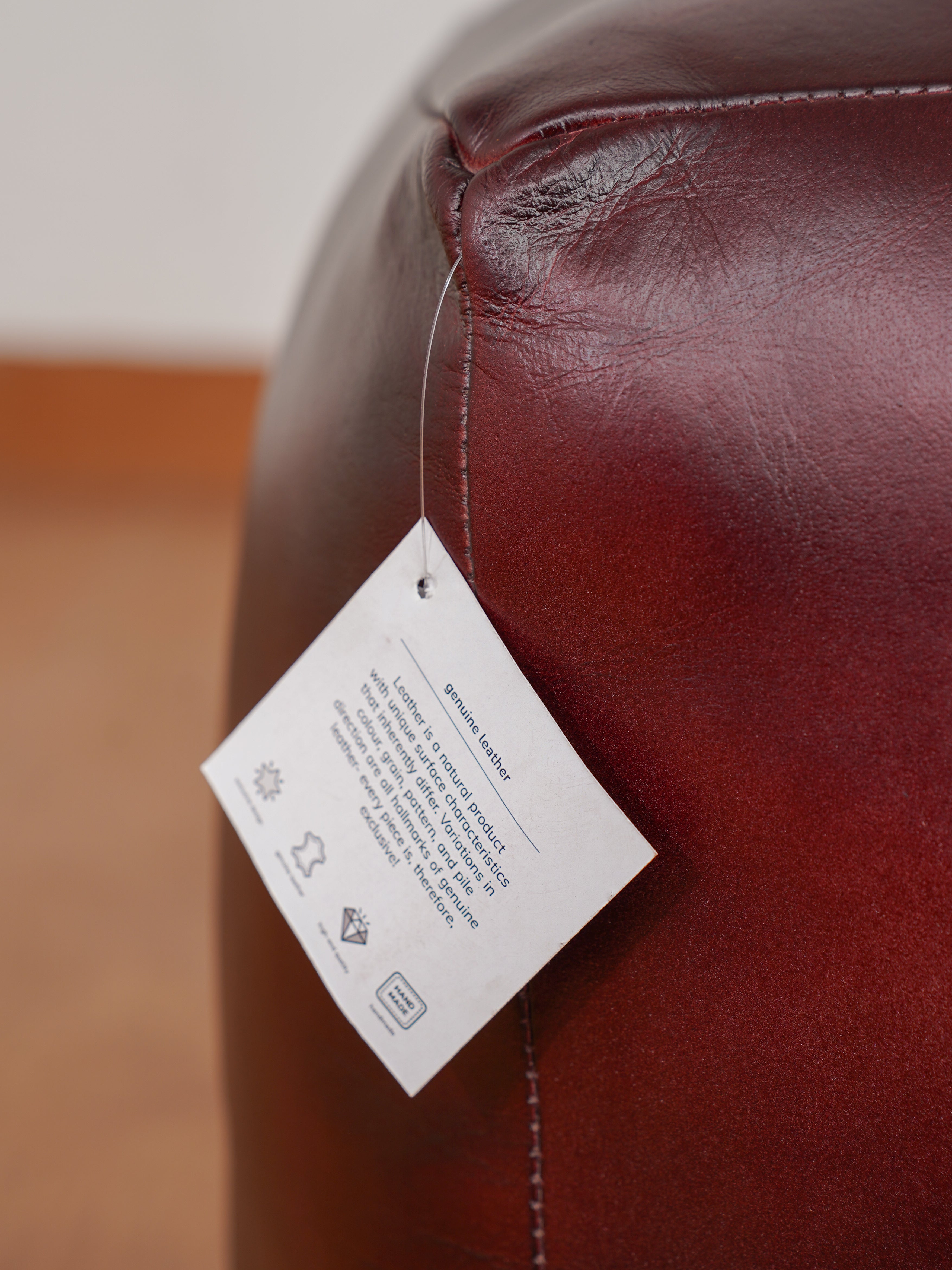 Handmade Buffalo Leather Pouf – Multiple Sizes & Colors | Round or Square | Filled