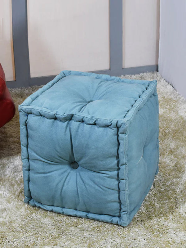 Celeste Cube Canvas Pouf