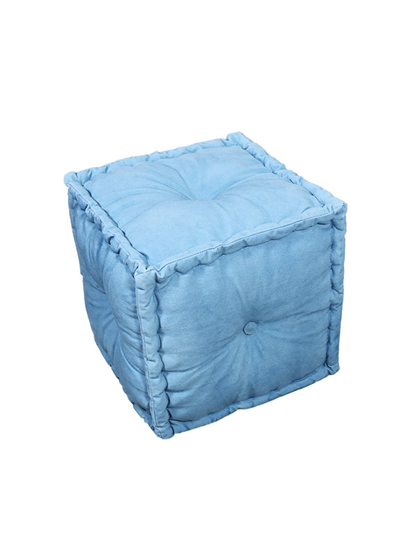 Celeste Cube Canvas Pouf