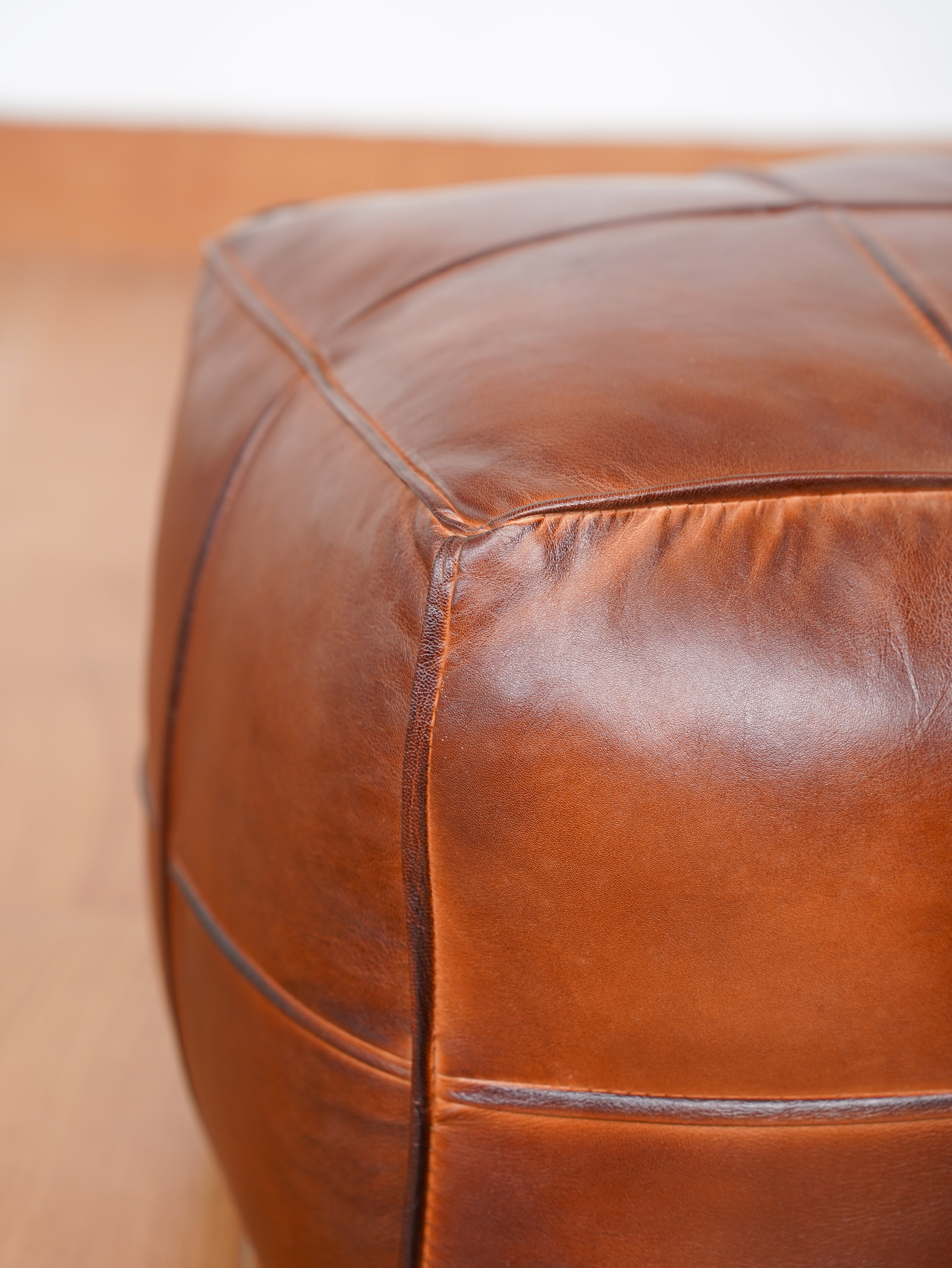 Scribe's Square Leather Pouf