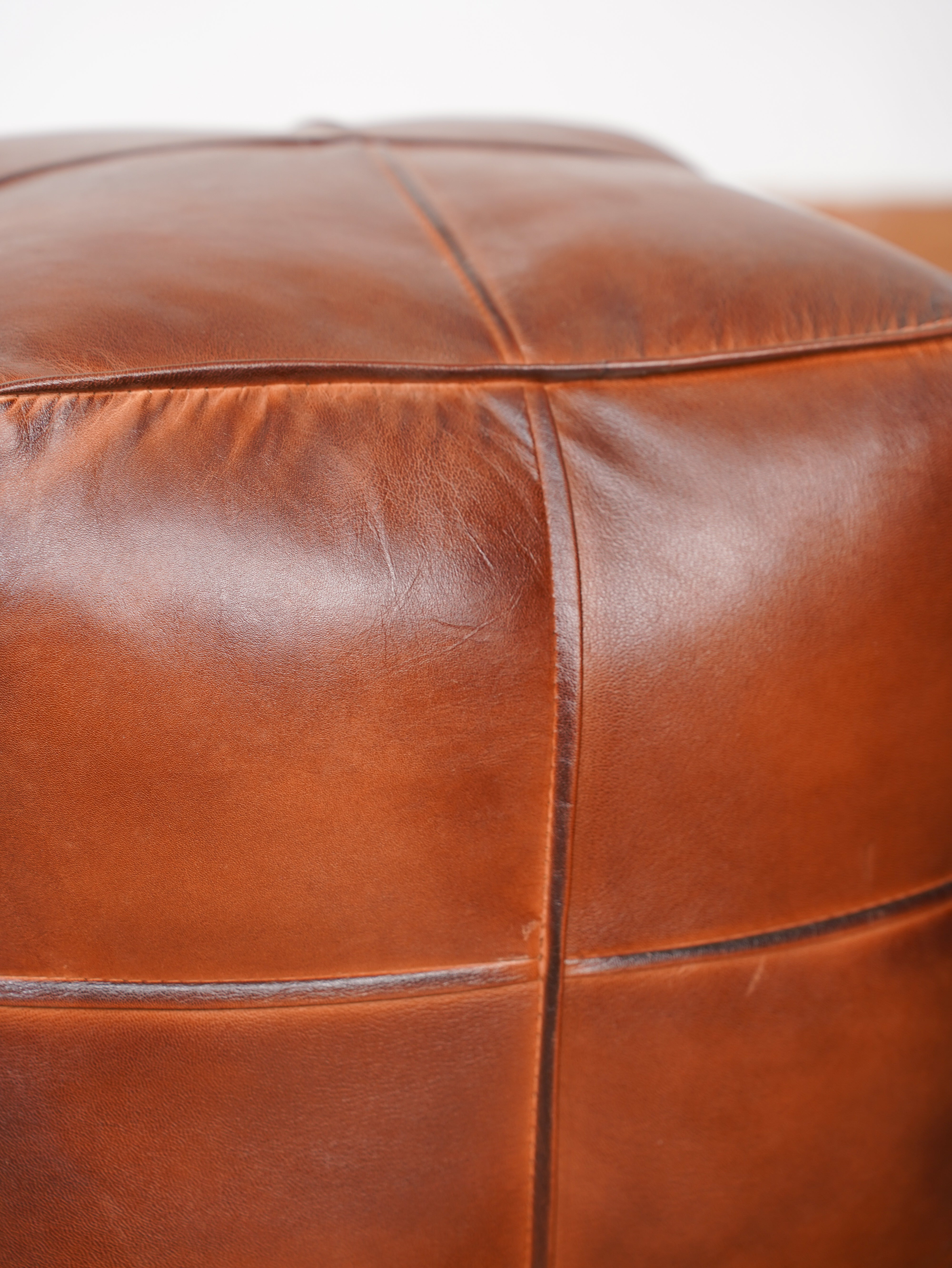 Scribe's Square Leather Pouf