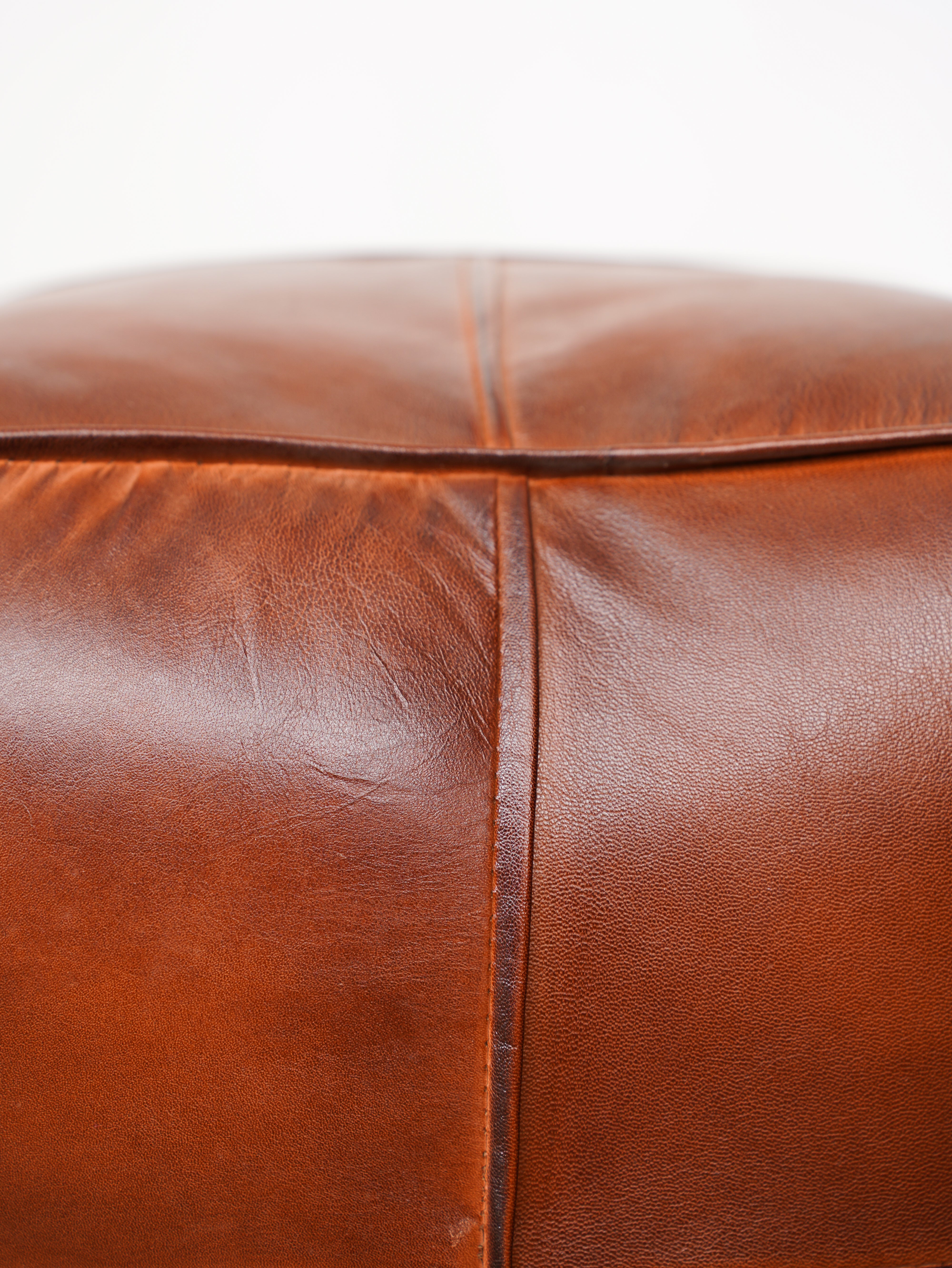 Scribe's Square Leather Pouf