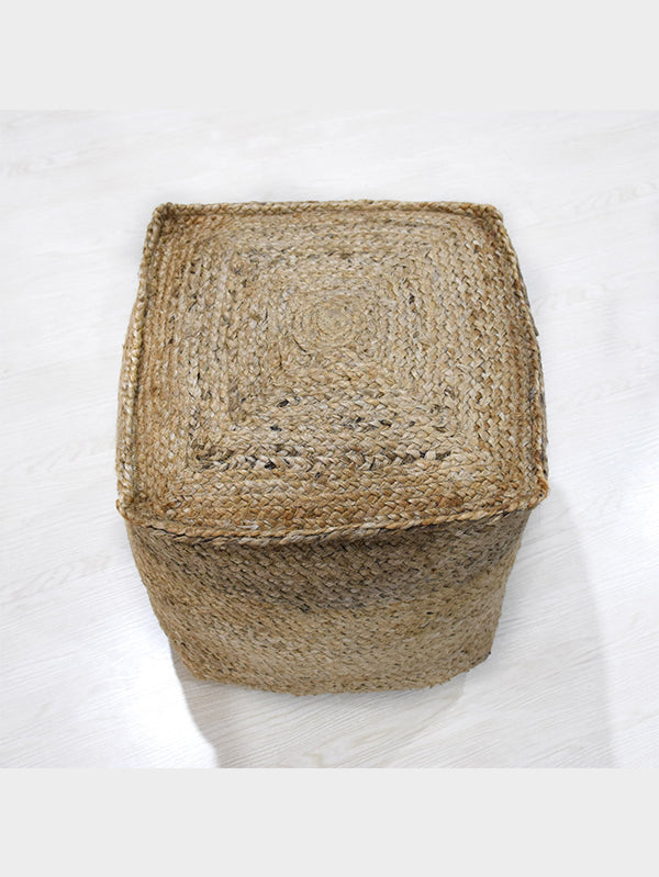 Artisanal Jute Square Pouf