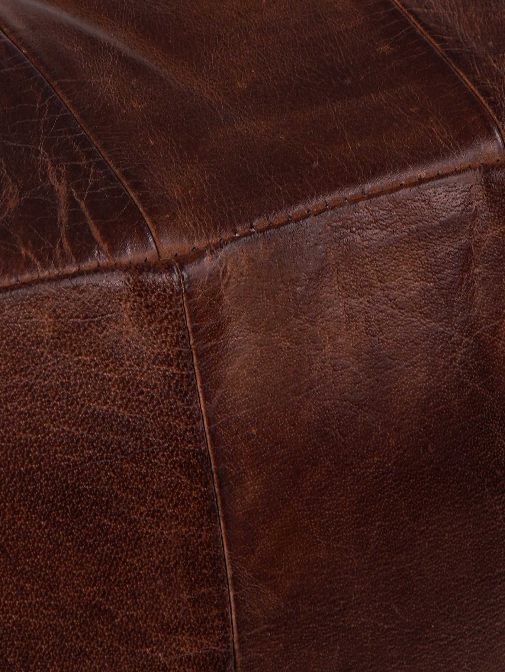 Classic Cognac Leather Pouf